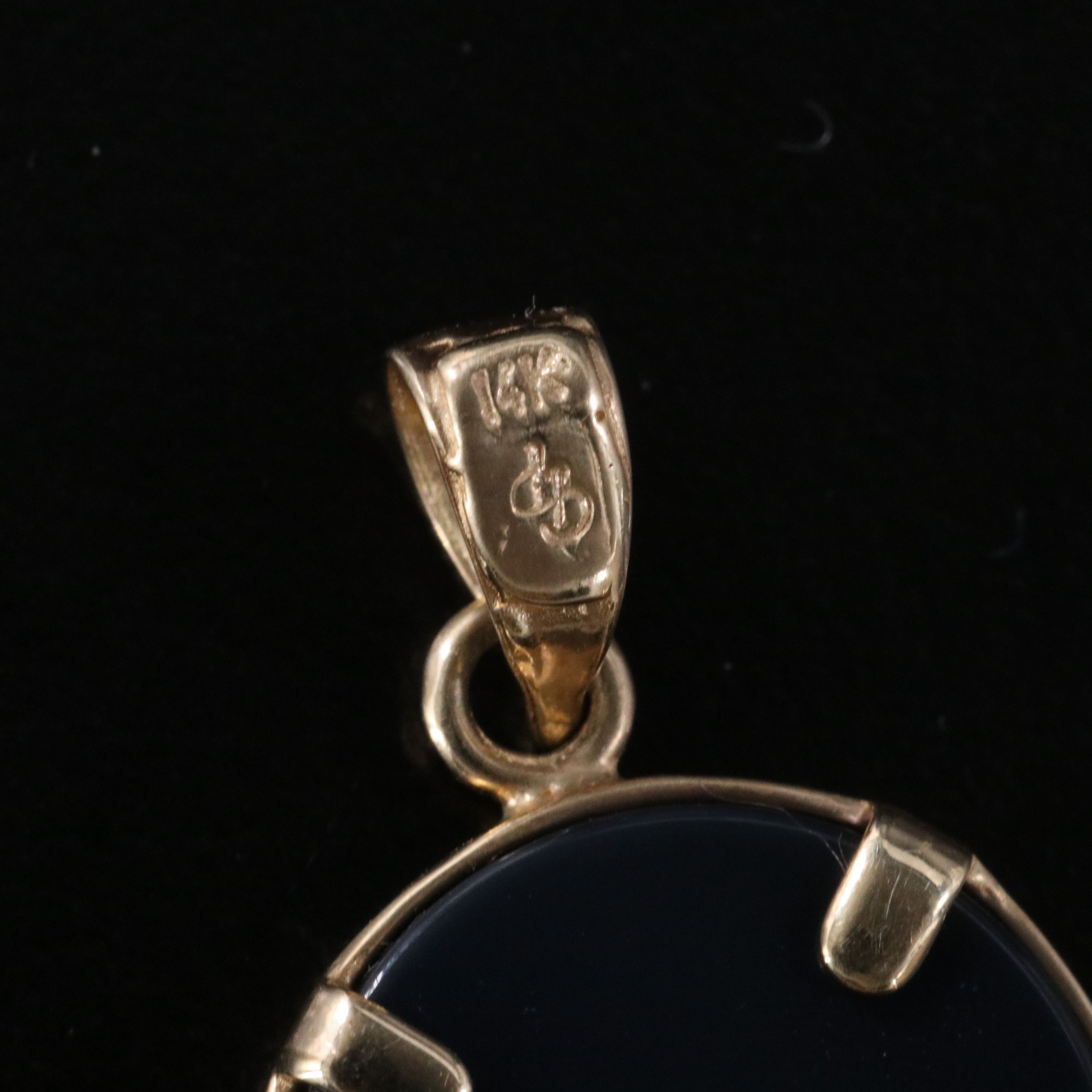 14K Onyx Panda Cameo Pendant