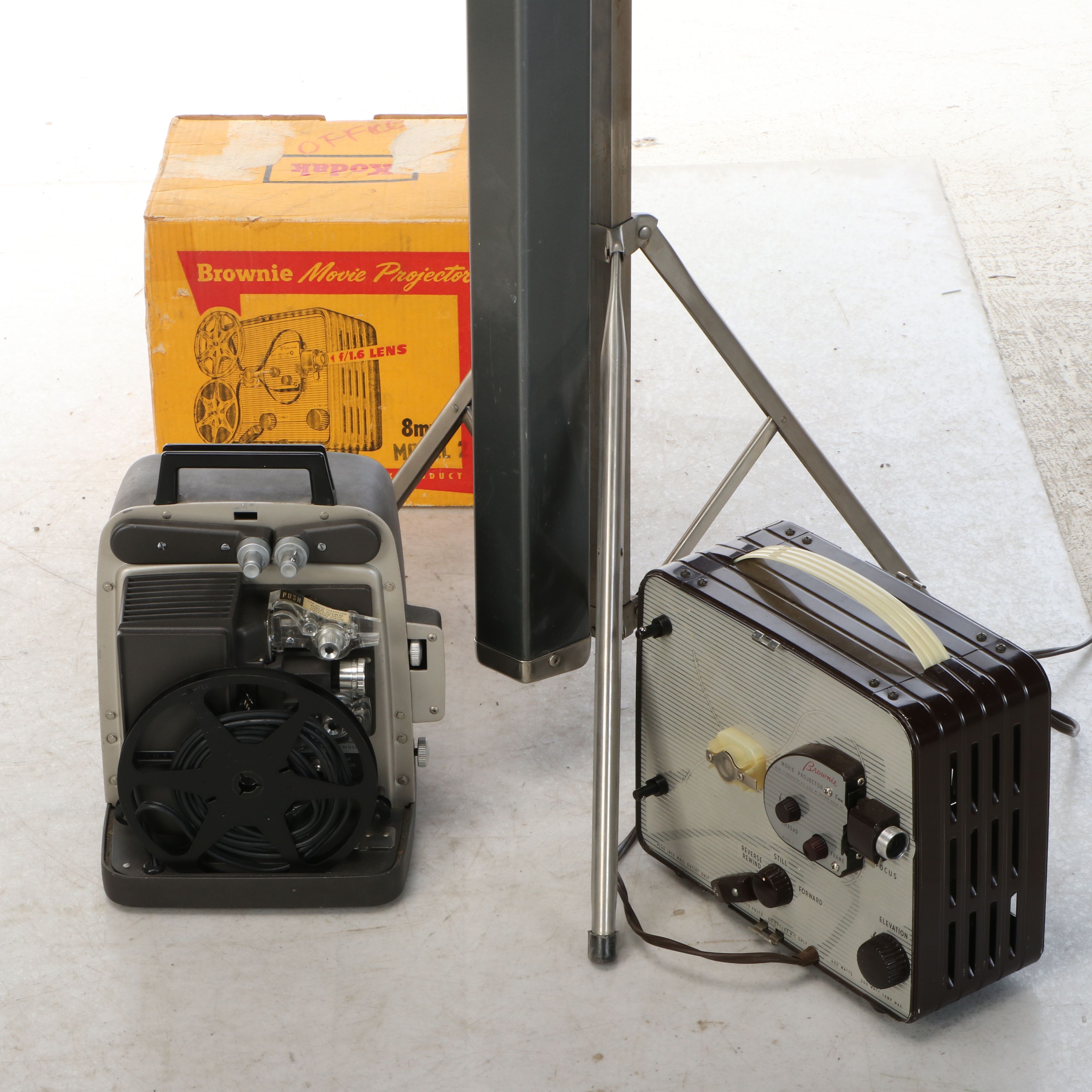 Bell & Howell Super 8 Autoload Model 346 and Brownie Projectors with Screen