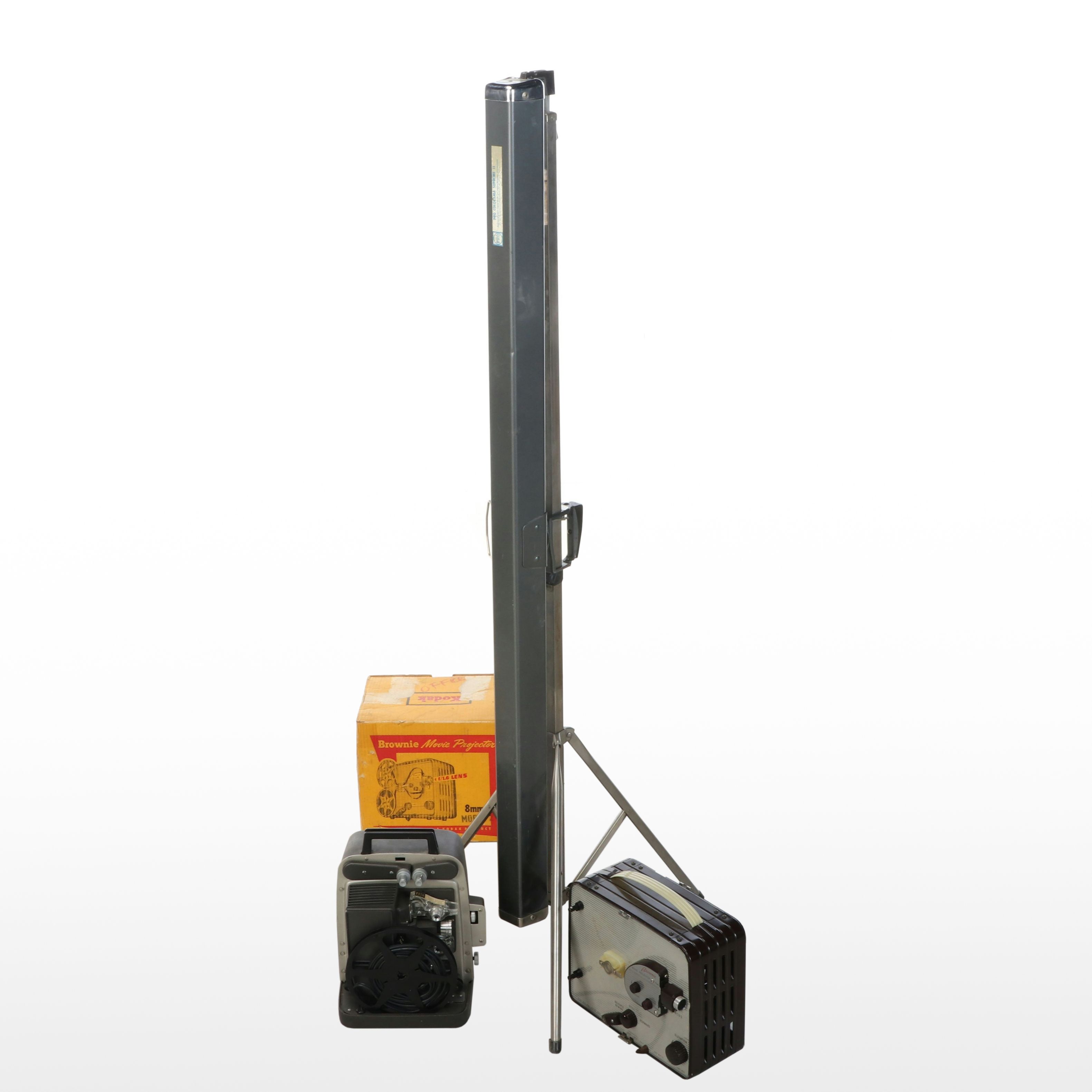 Bell & Howell Super 8 Autoload Model 346 and Brownie Projectors with Screen