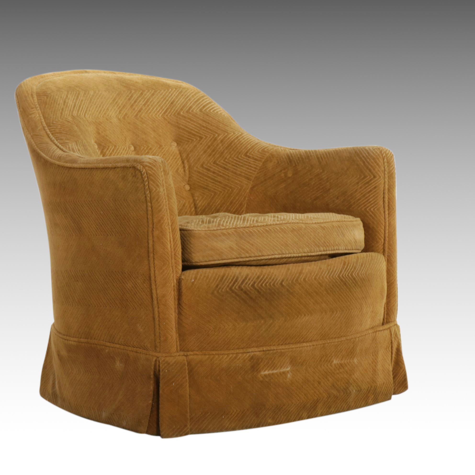 Mid Century Modern Upholstered Swivel Club Chair