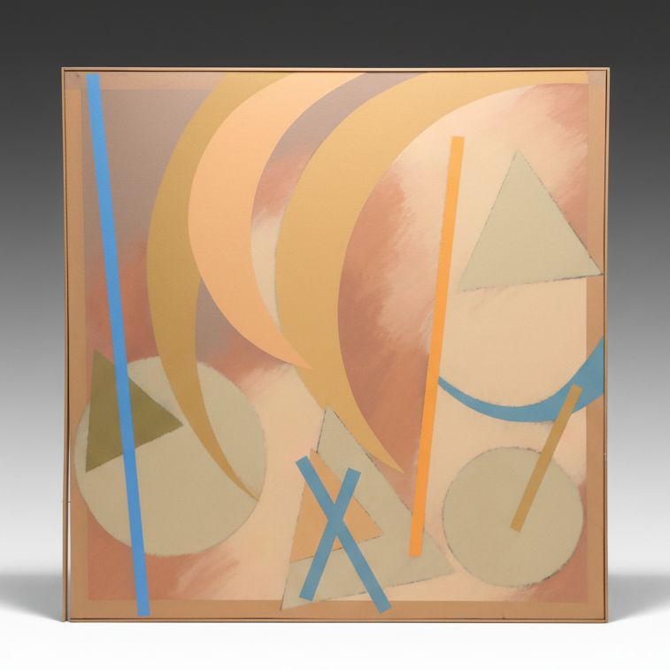 Walter Stomps Modernist Geometric Large-Scale Oil Painting, Late 20th Century