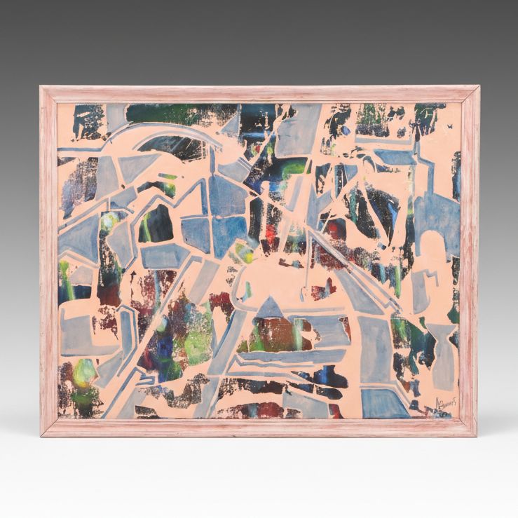 Ann Bowers Abstract Modernist Mixed Media Painting, 21st Century