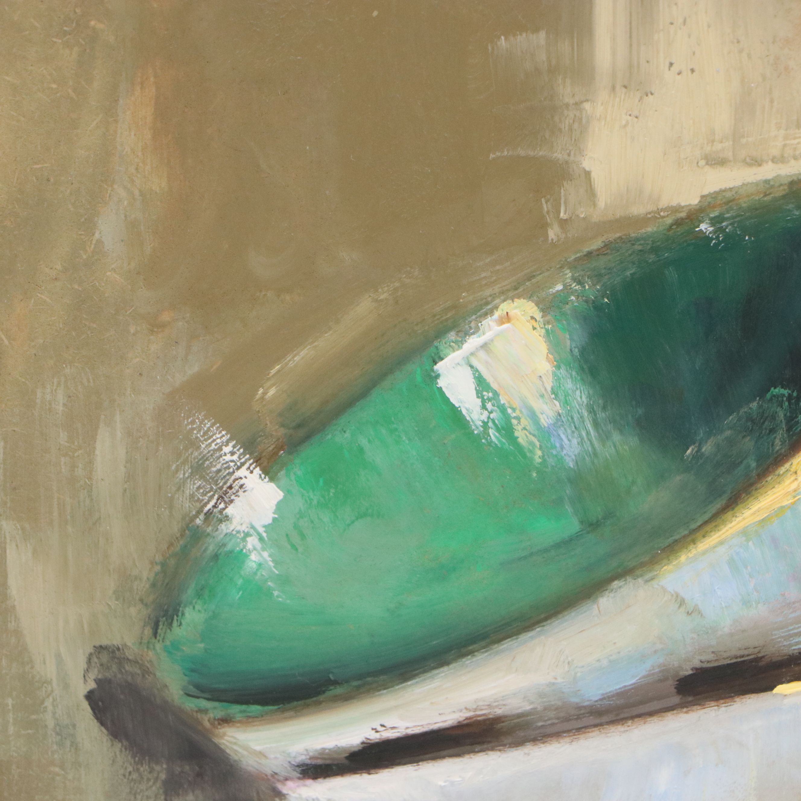 Natalia Demenko Oil Painting of Stacked Teacups, 21st Century