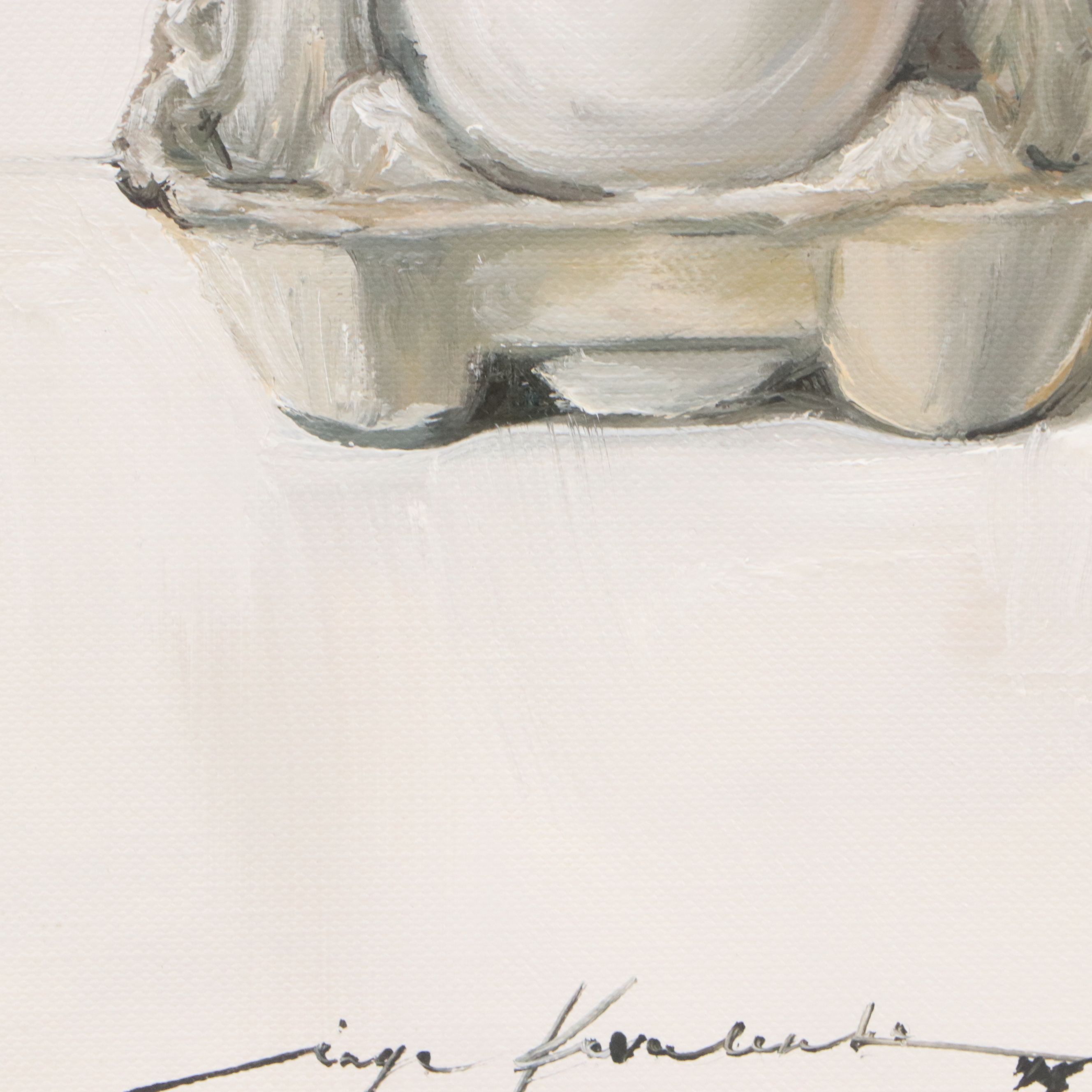 Inga Kovalenko Oil Painting of Egg in Egg Carton, 2025