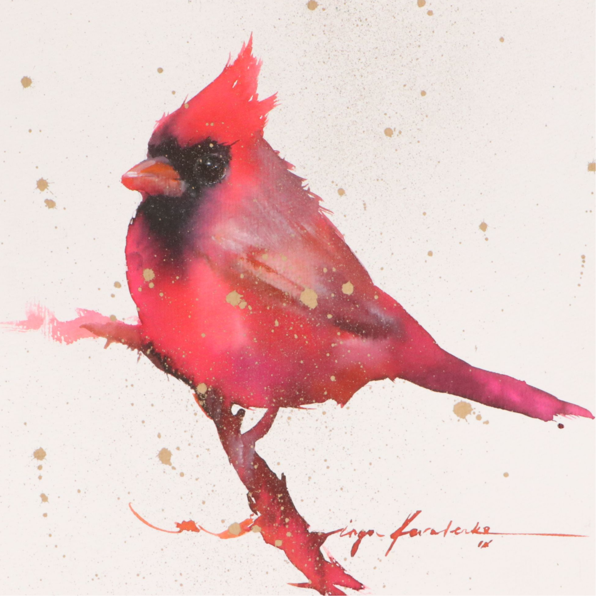 Inga Kovalenko Watercolor Painting of Bird on Branch, 2025