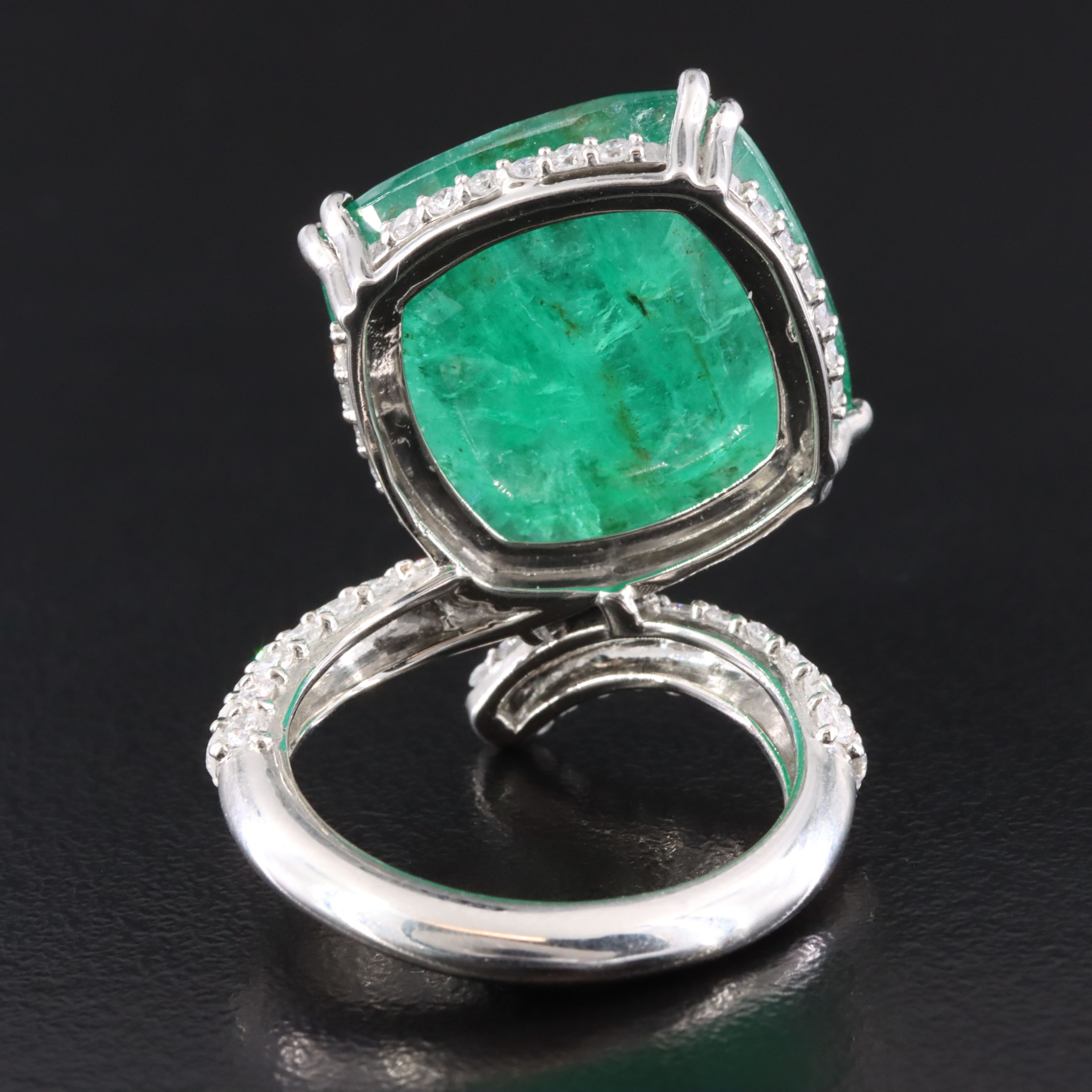Platinum 15.51 CT Emerald and 1.28 CTW Diamond Ring