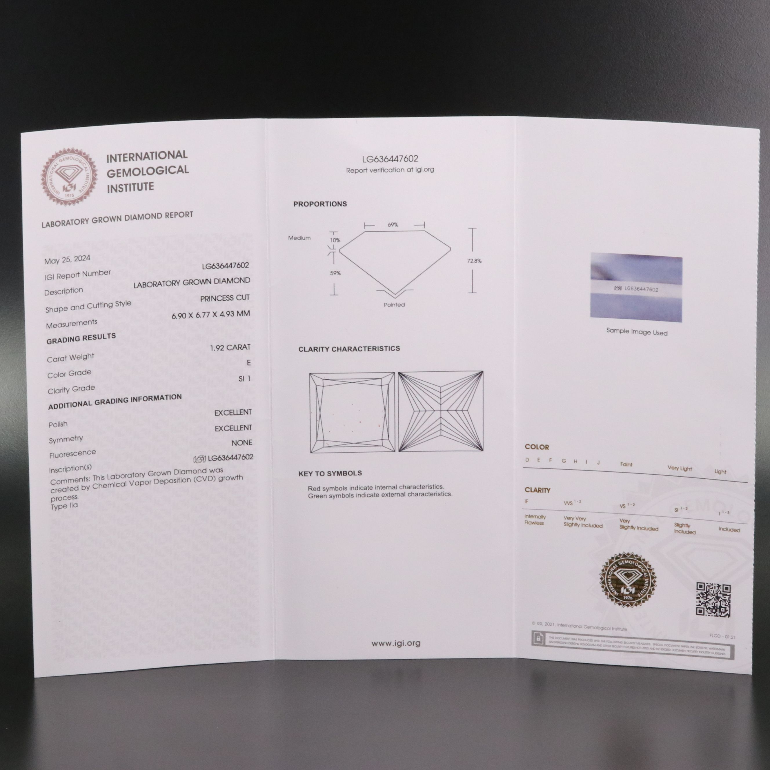 Loose 1.92 CT Lab Grown Diamond with IGI Report