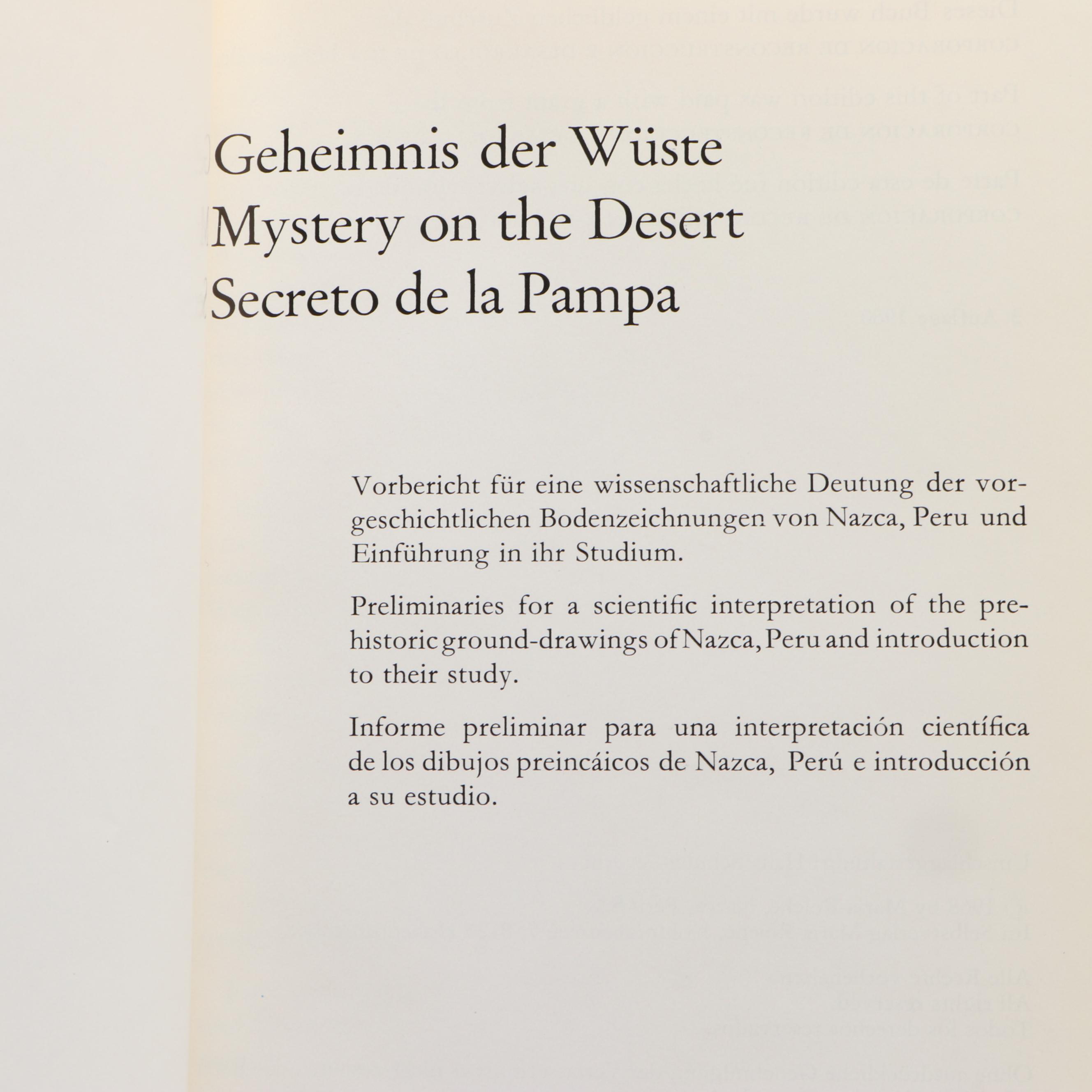 Signed "Mystery on the Desert" by Maria Reiche and More
