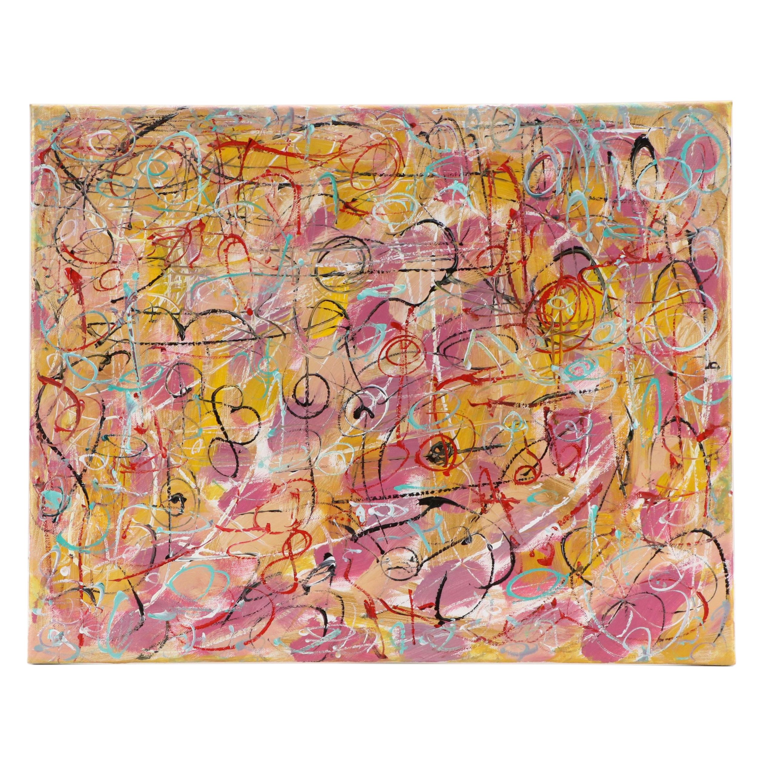 Saul Gefen Abstract Acrylic Painting, 2026