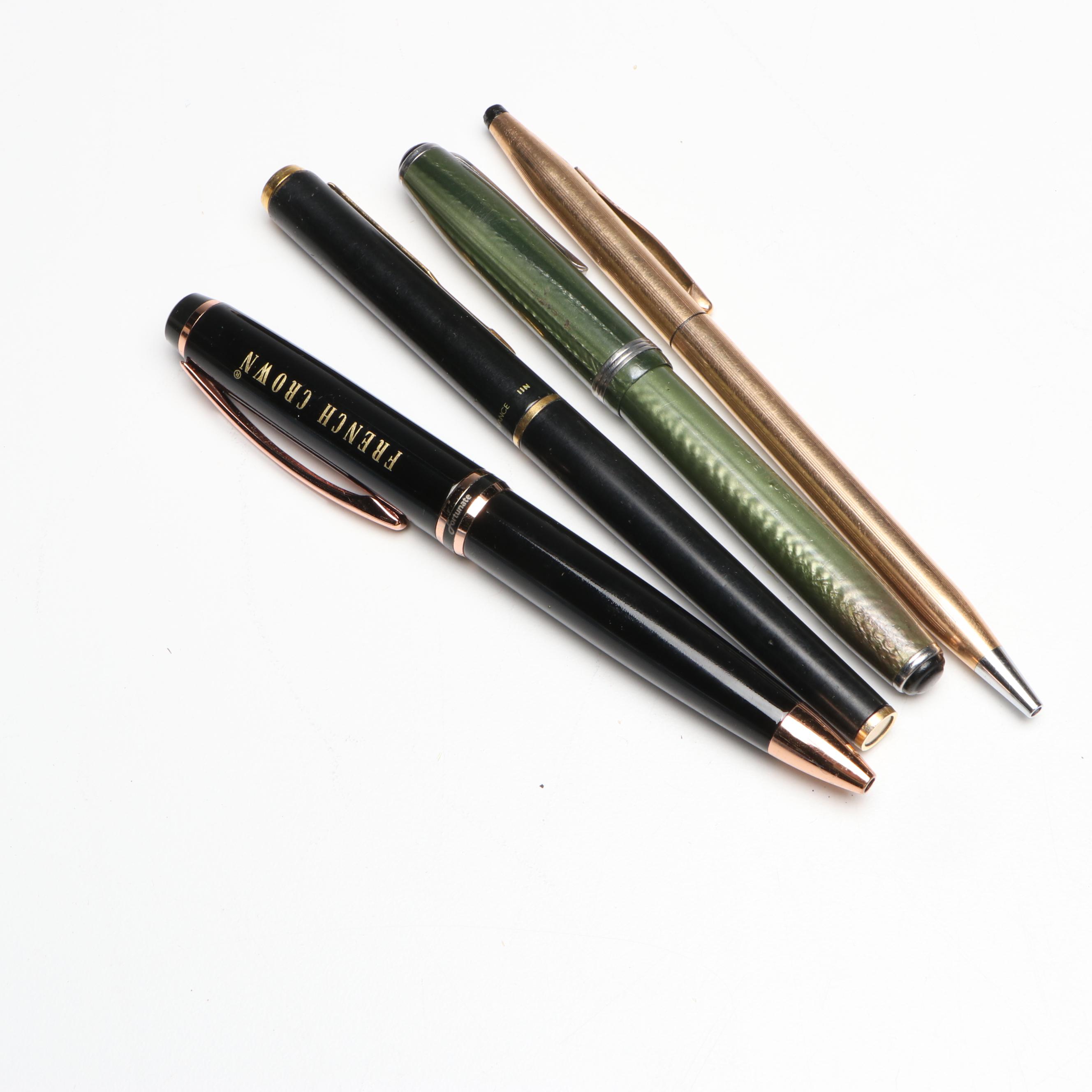 Cross Classic Century 14K Gold and Other Pens with Vintage Spectacles in Cases