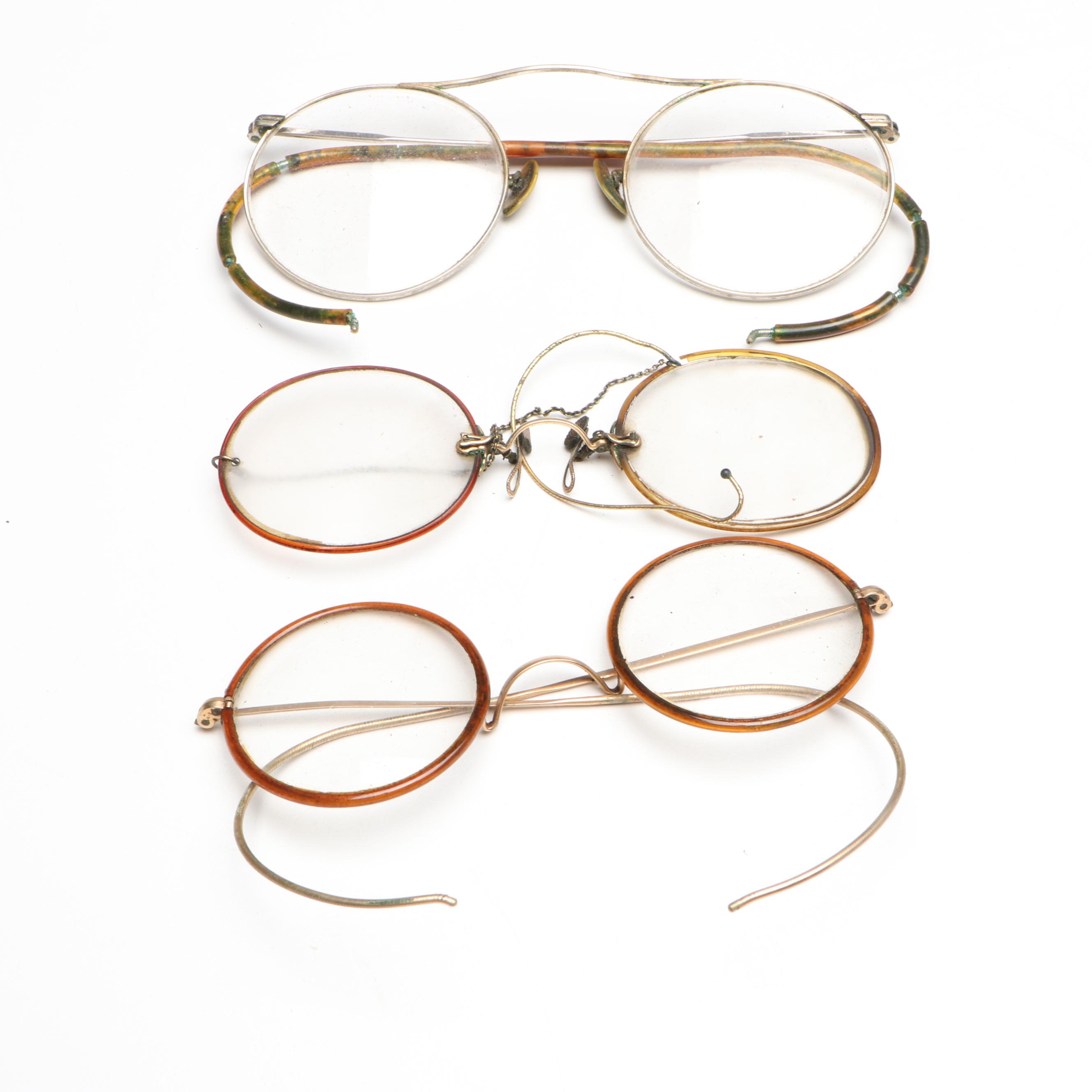 Cross Classic Century 14K Gold and Other Pens with Vintage Spectacles in Cases