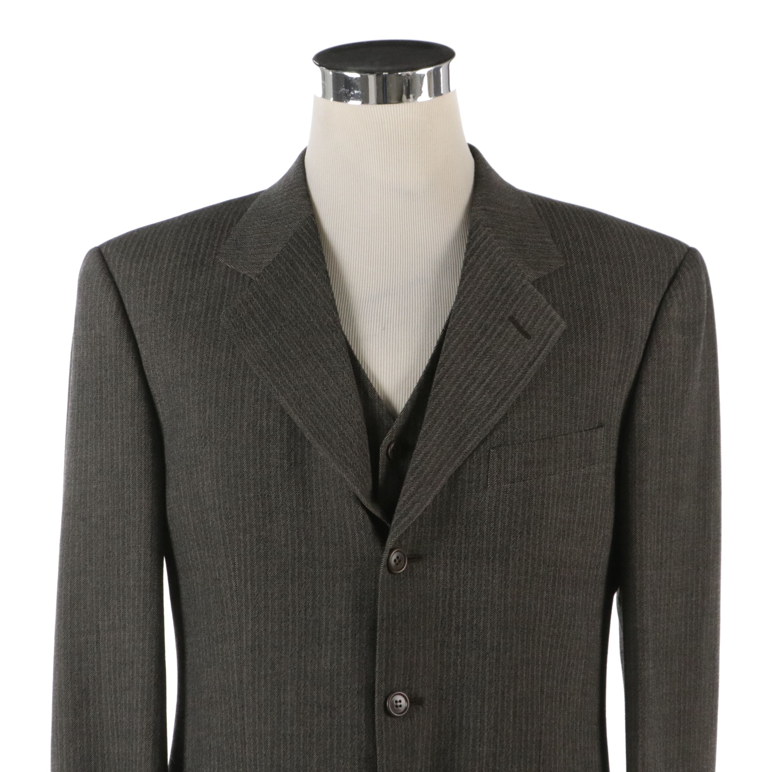 Men's Valentino Grey Wool Three-Piece Suit