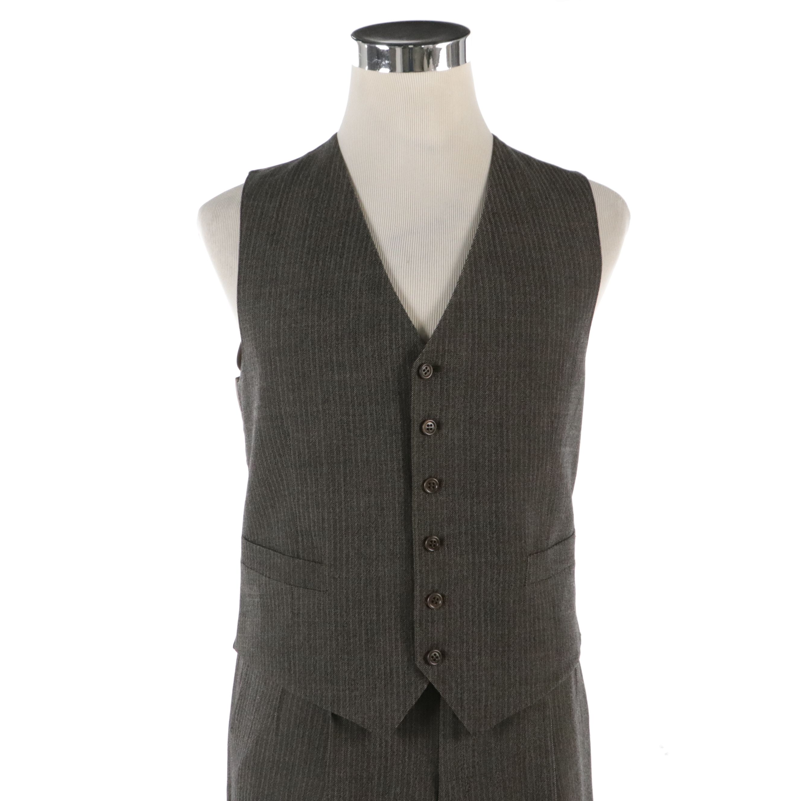 Men's Valentino Grey Wool Three-Piece Suit