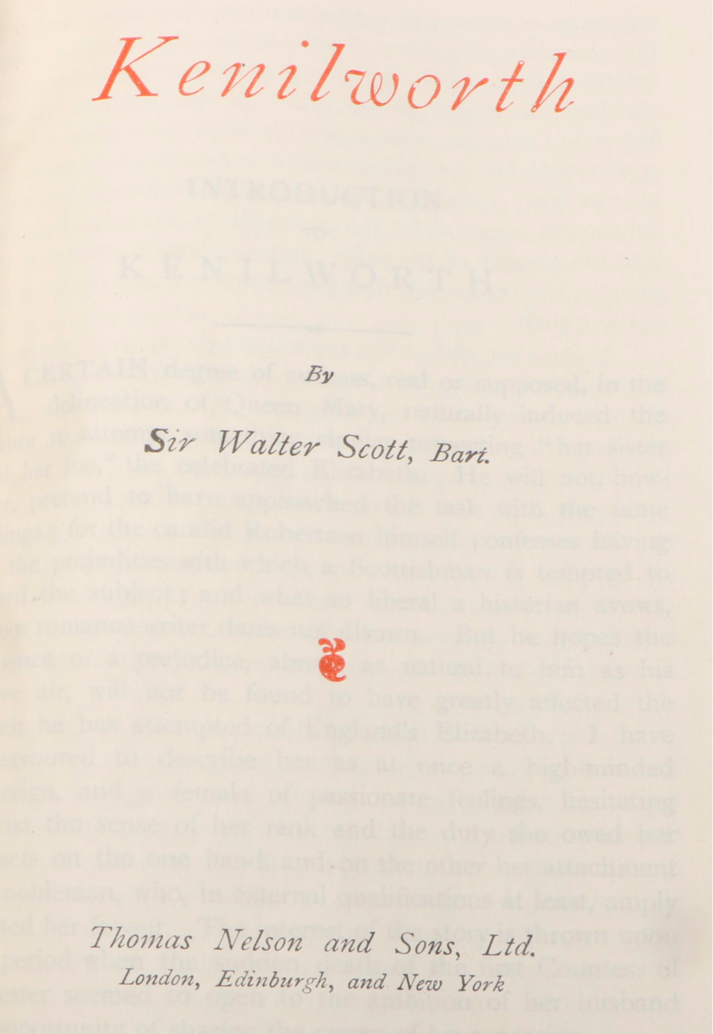 Leather Bound "Kenilworth" by Sir Walter Scott and More Books