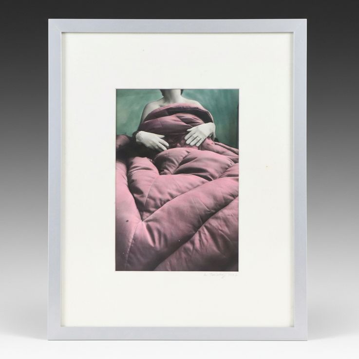 B. Hershey Hand-Tinted Silver Print Under Covers Portrait, 1982