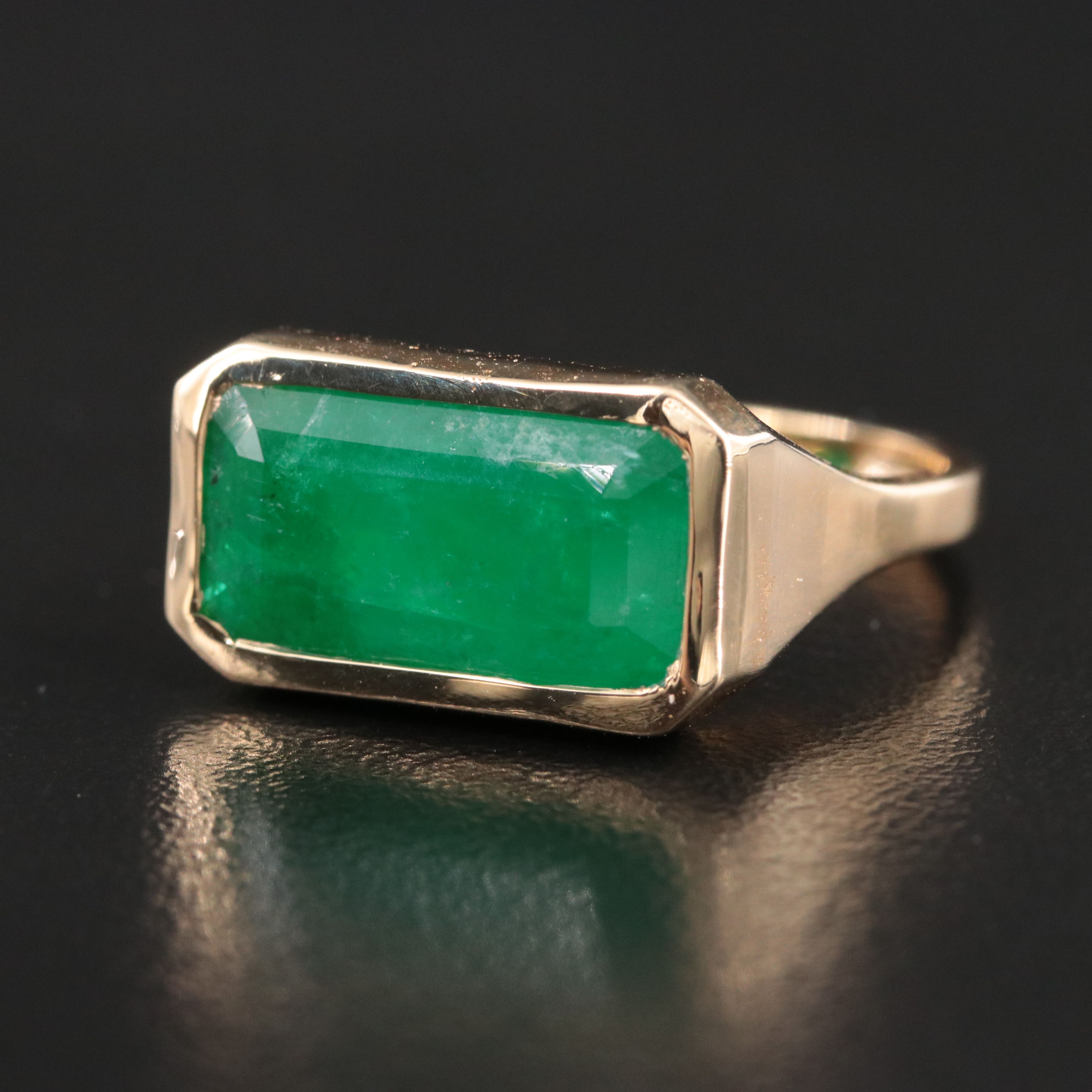 14K 7.03 CTW Emerald East-West Solitaire Ring