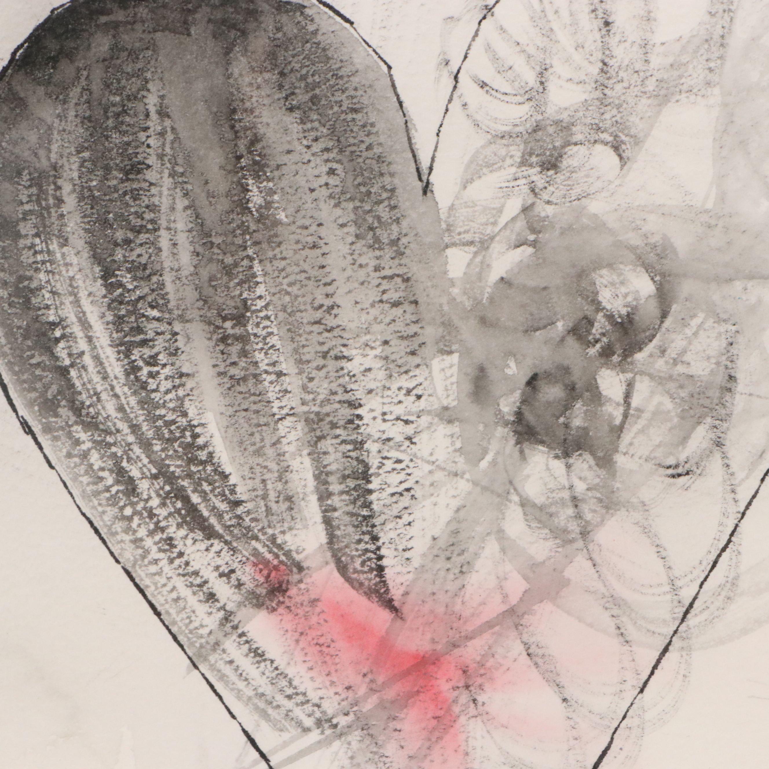 Ink and Watercolor Painting of Hearts, 1993