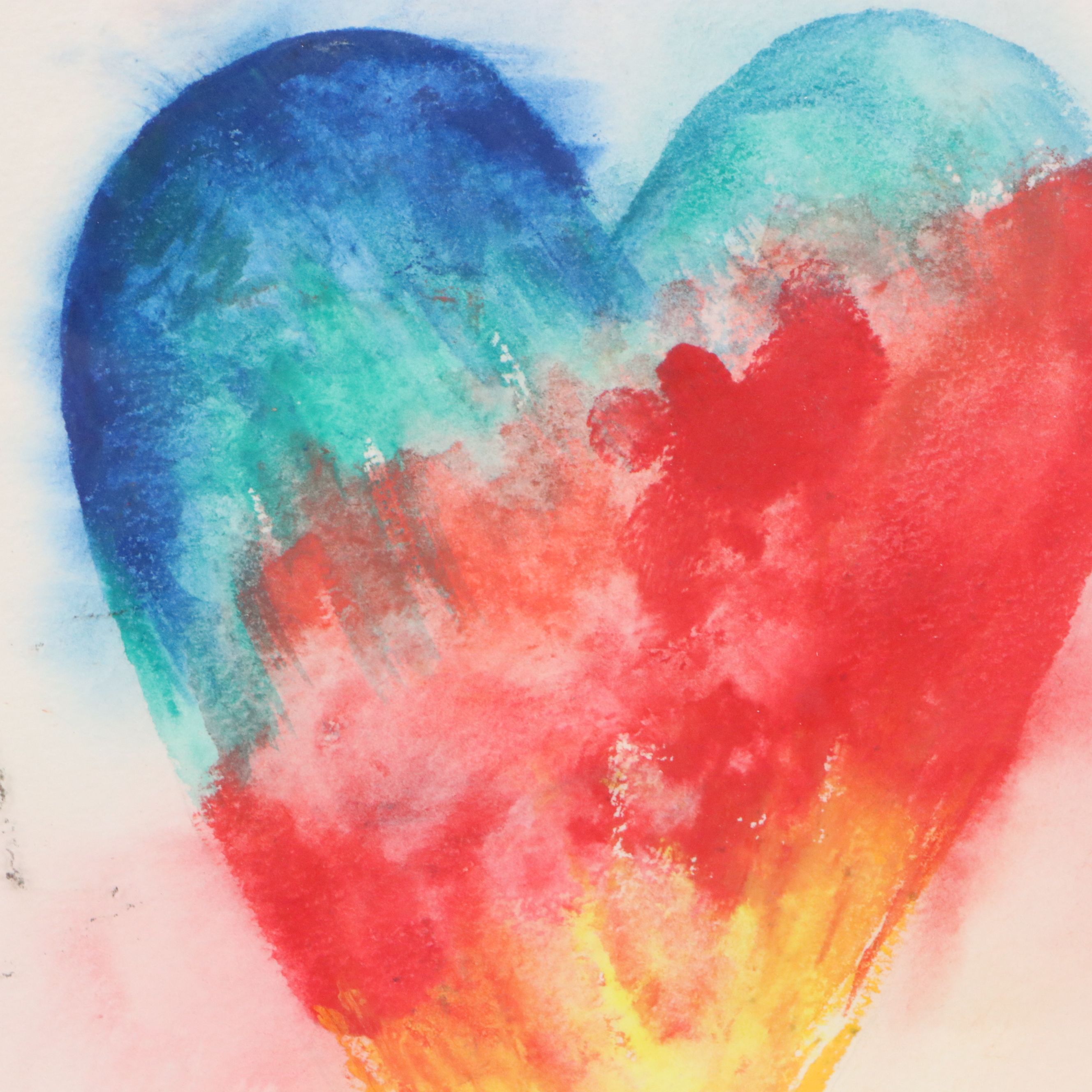 Ink and Watercolor Painting of Hearts, 1993