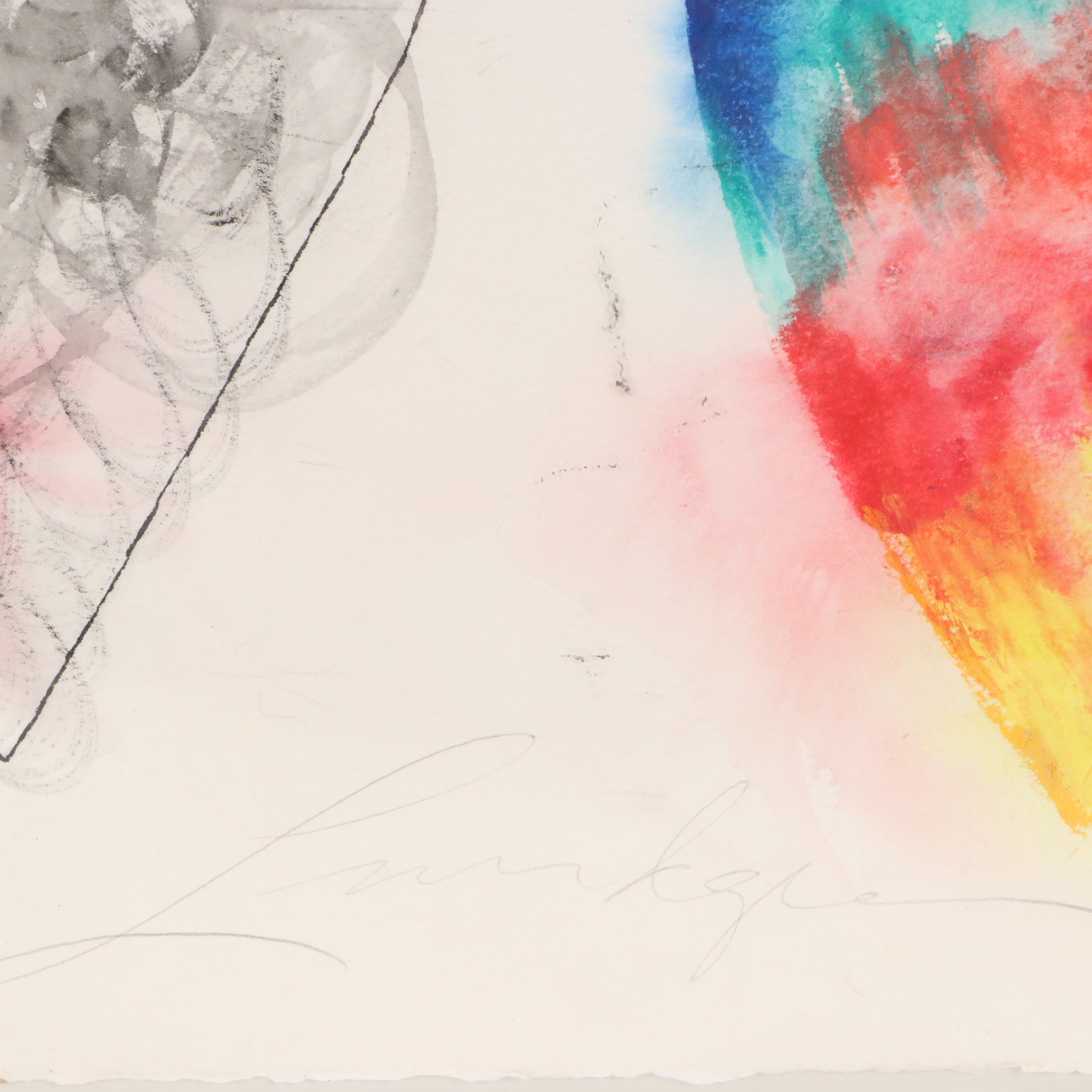 Ink and Watercolor Painting of Hearts, 1993