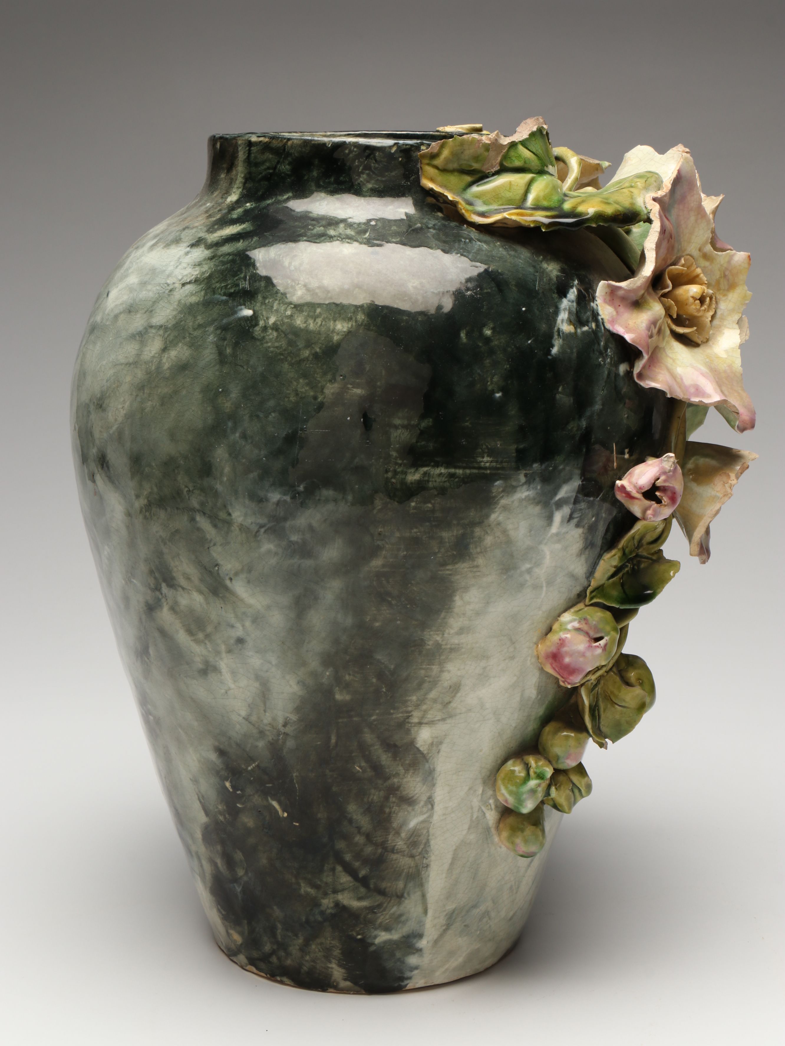 T.J. Wheatley Majolica Floral Vase, Late 19th Century