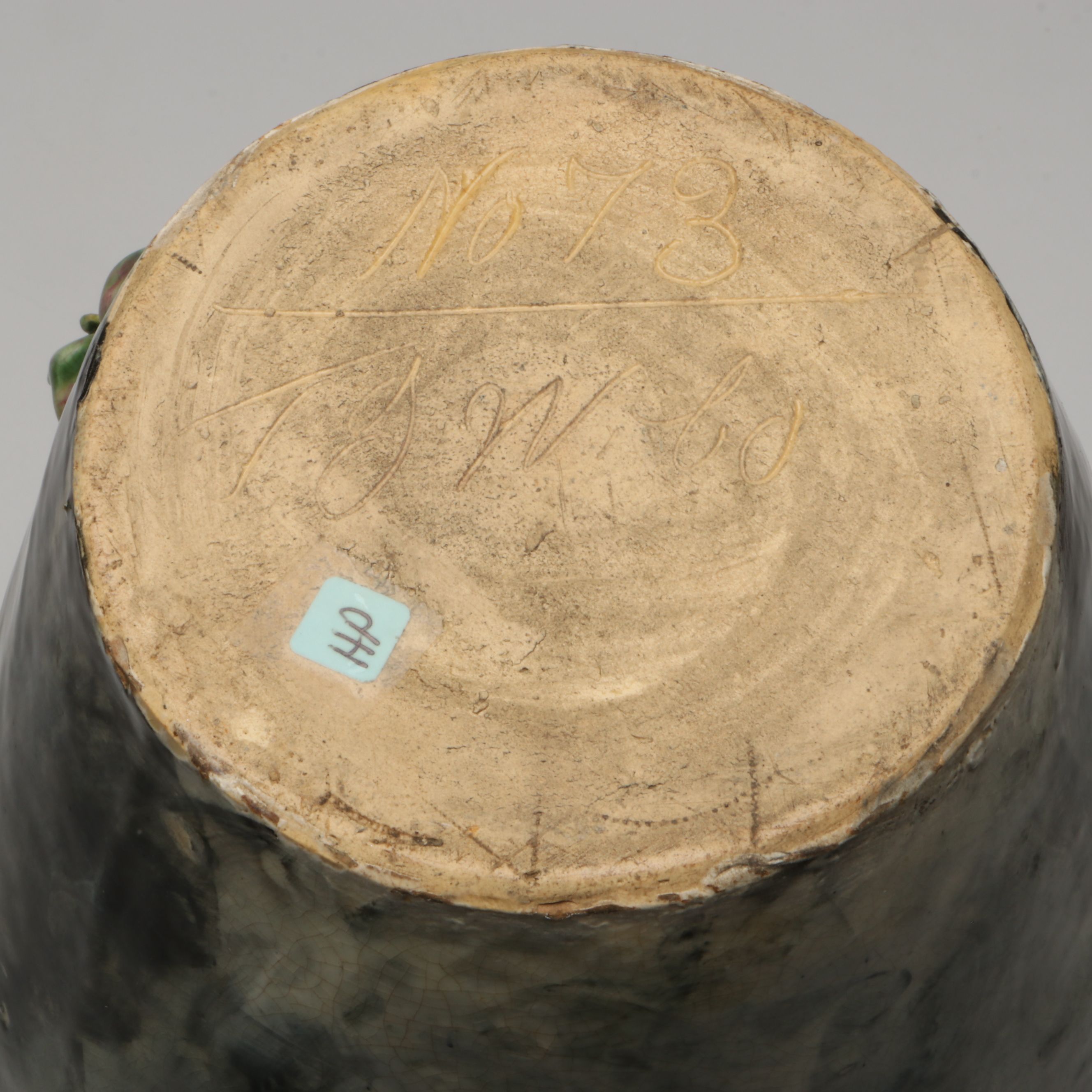 T.J. Wheatley Majolica Floral Vase, Late 19th Century