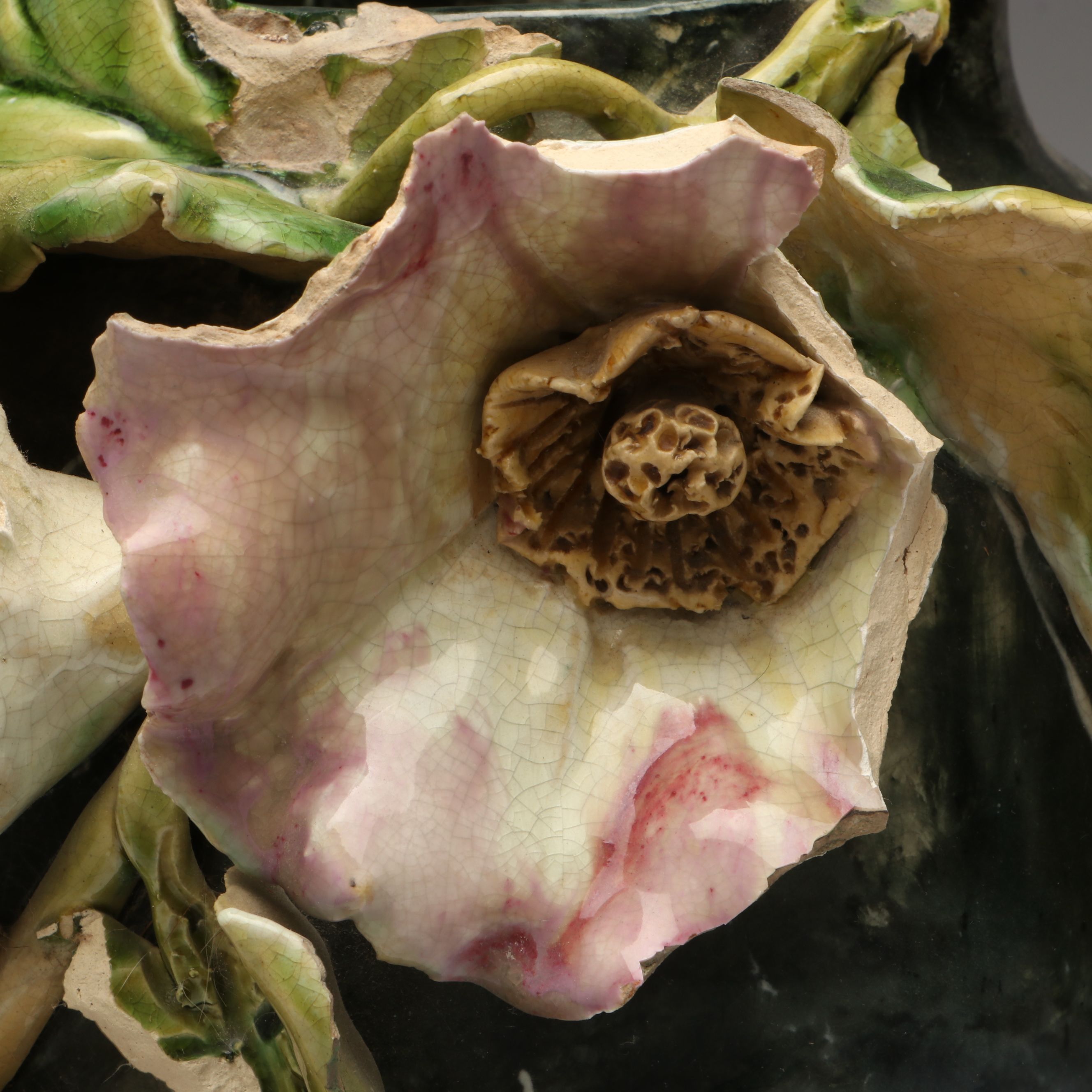 T.J. Wheatley Majolica Floral Vase, Late 19th Century