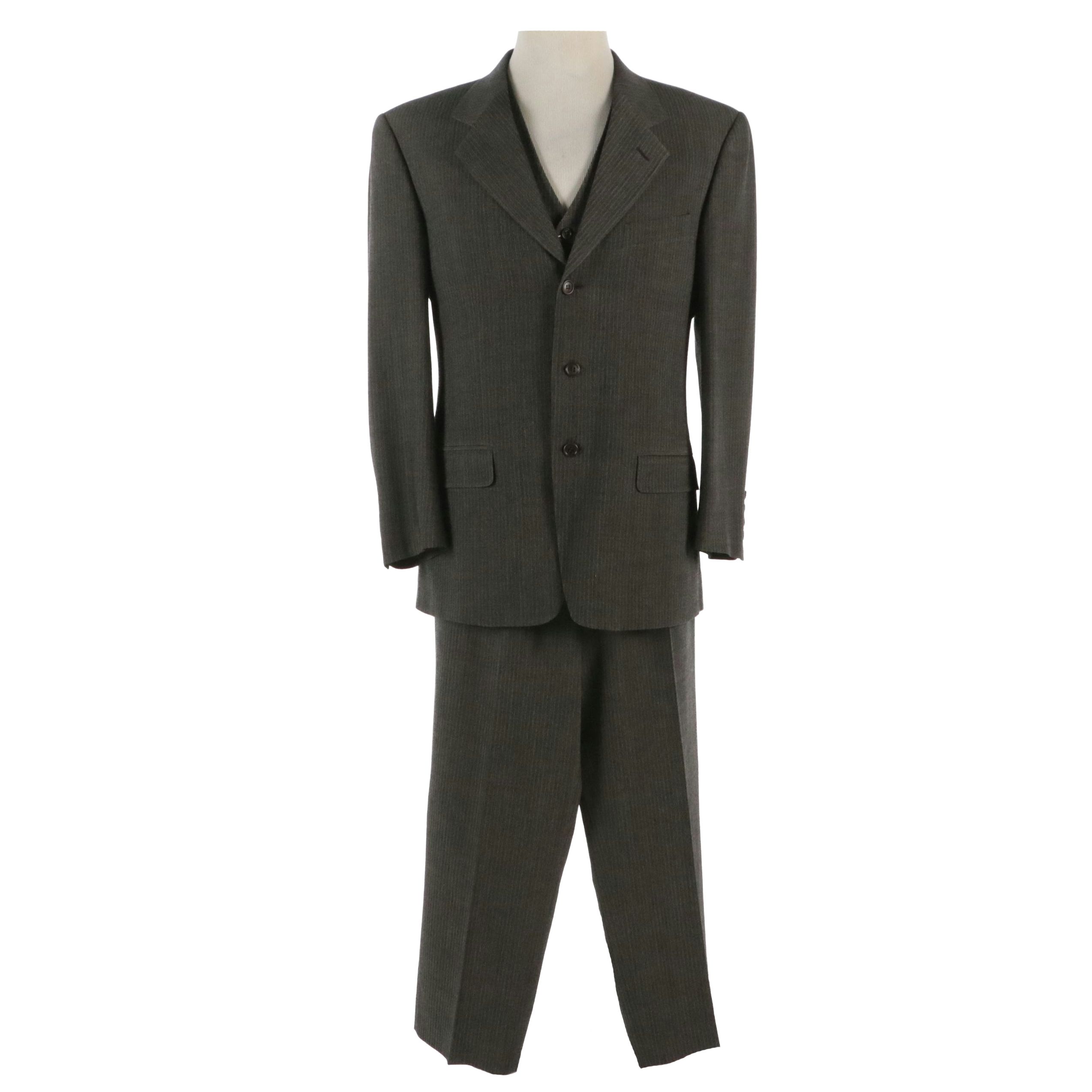 Men's Valentino Grey Wool Three-Piece Suit