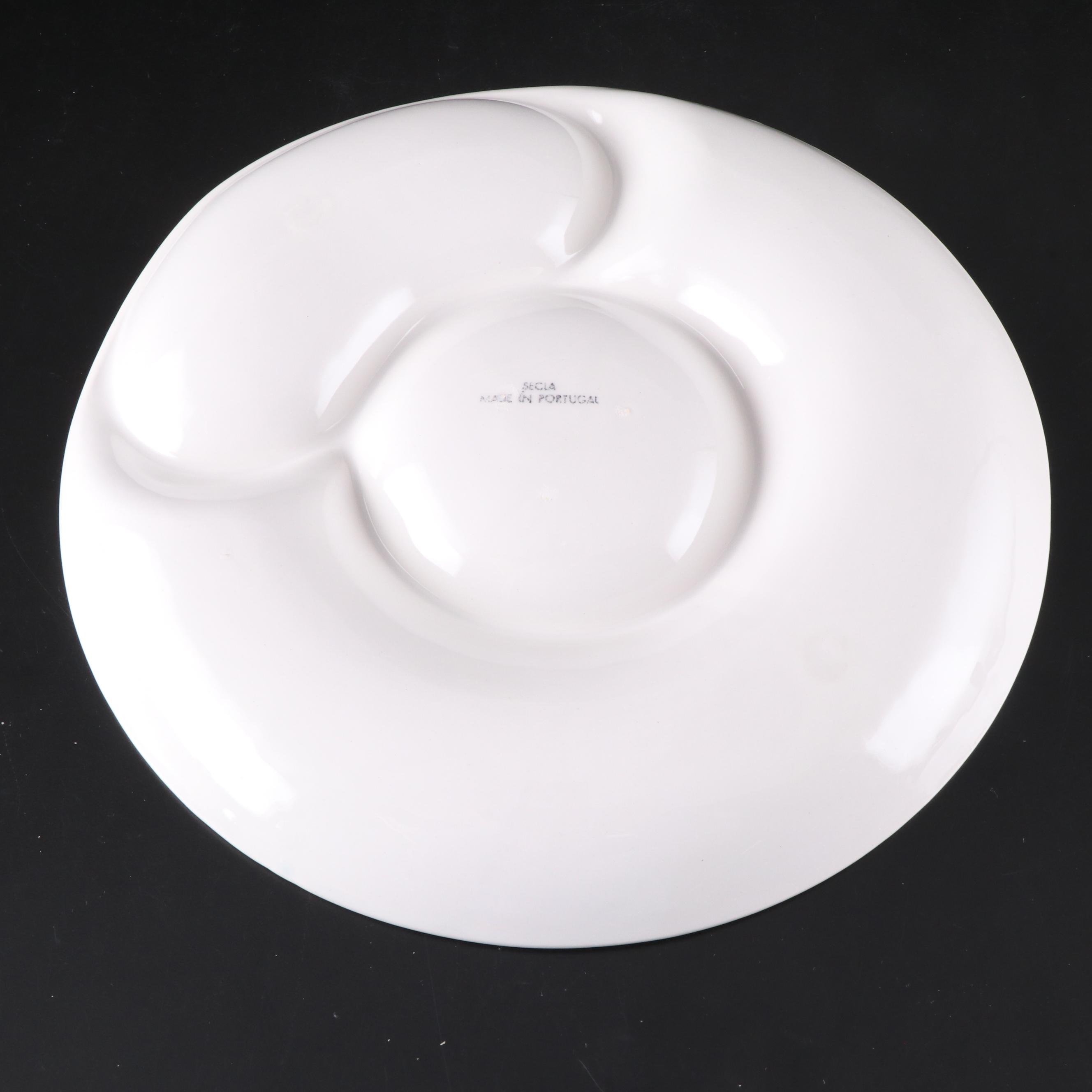 Secla Botanical Relief Ceramic Divided Serving Plates
