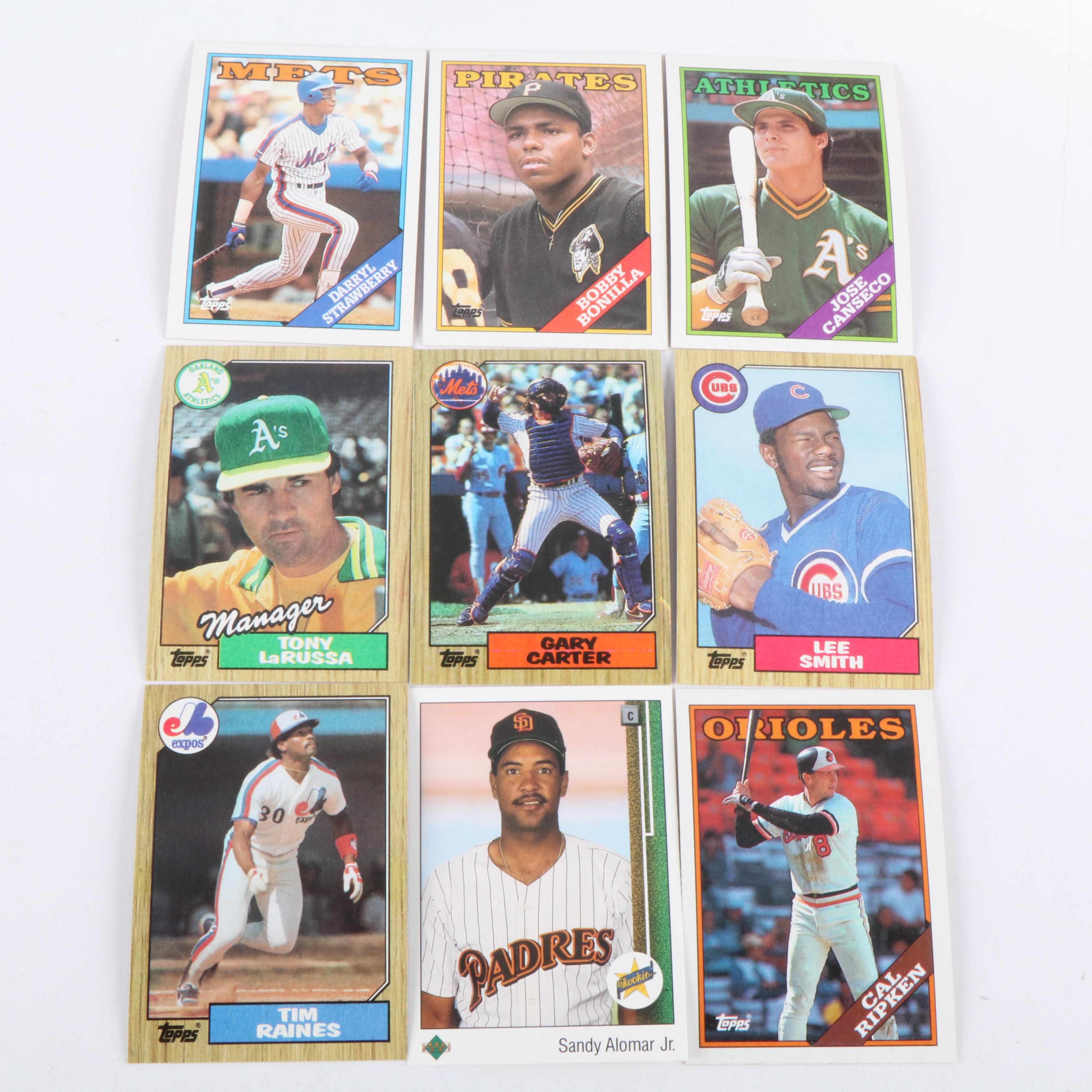 Topps with Other Baseball Cards Featuring Rickey Henderson, Cal Ripken, and More