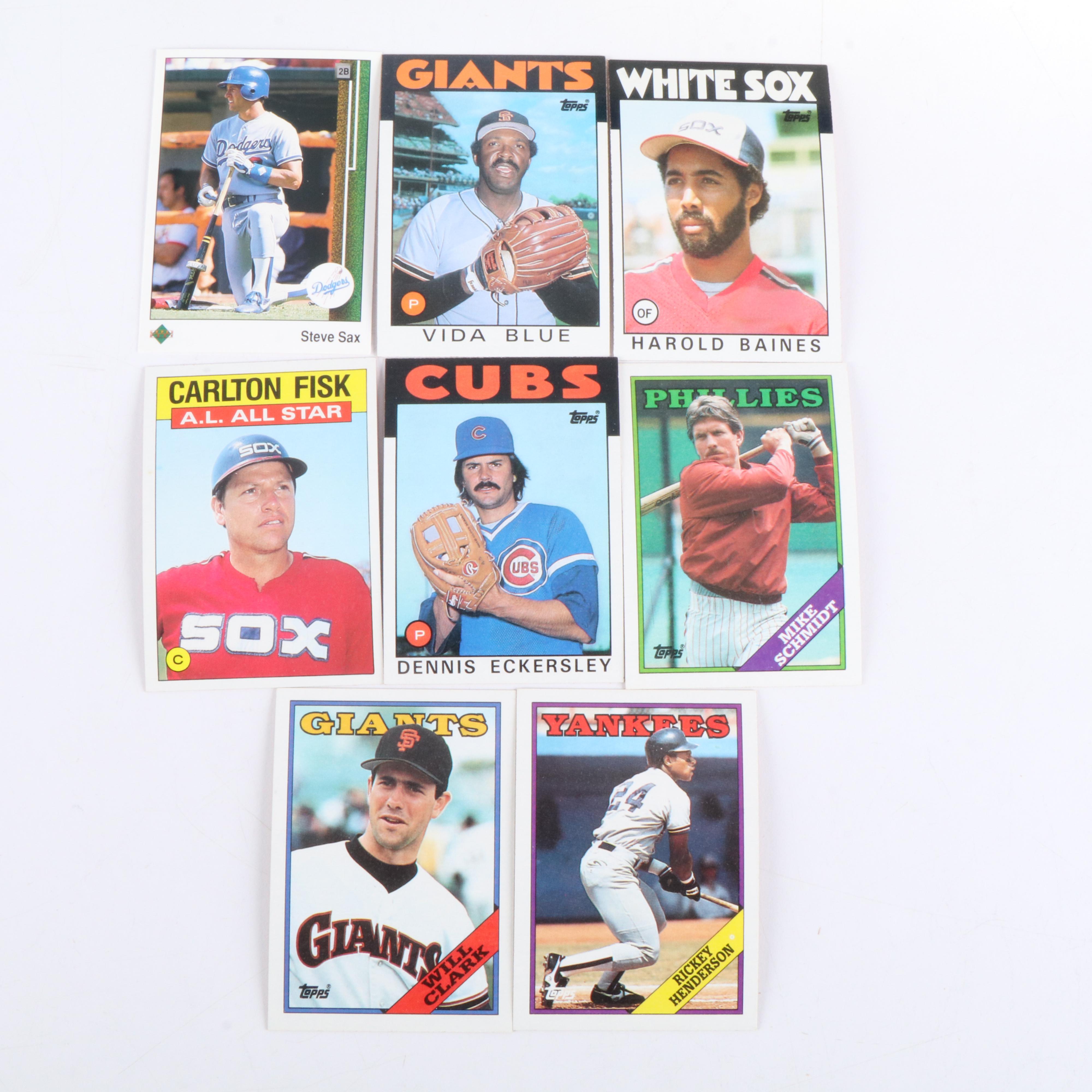 Topps with Other Baseball Cards Featuring Rickey Henderson, Cal Ripken, and More