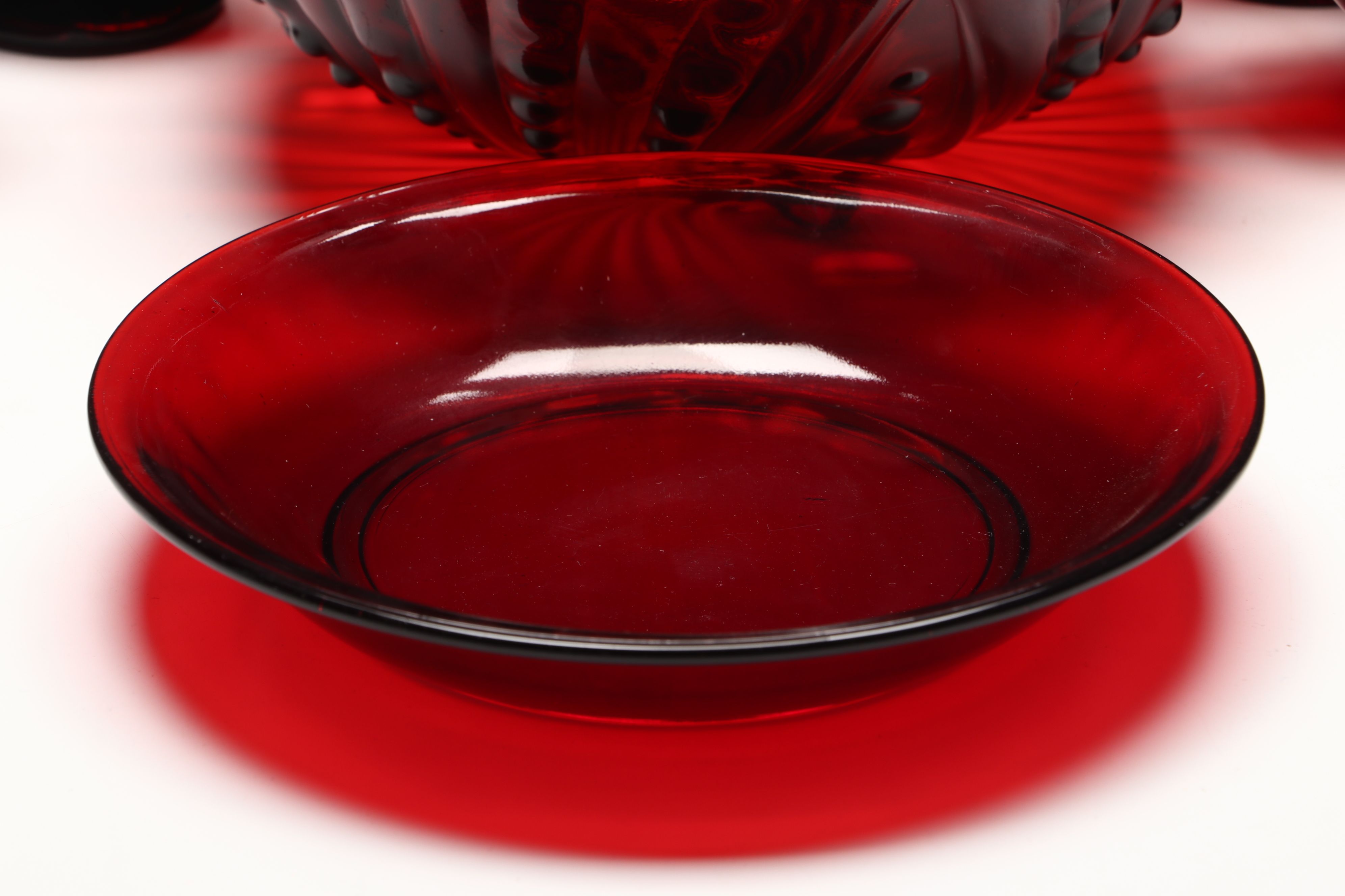 Mid Century Modern Red Glass Dinnerware
