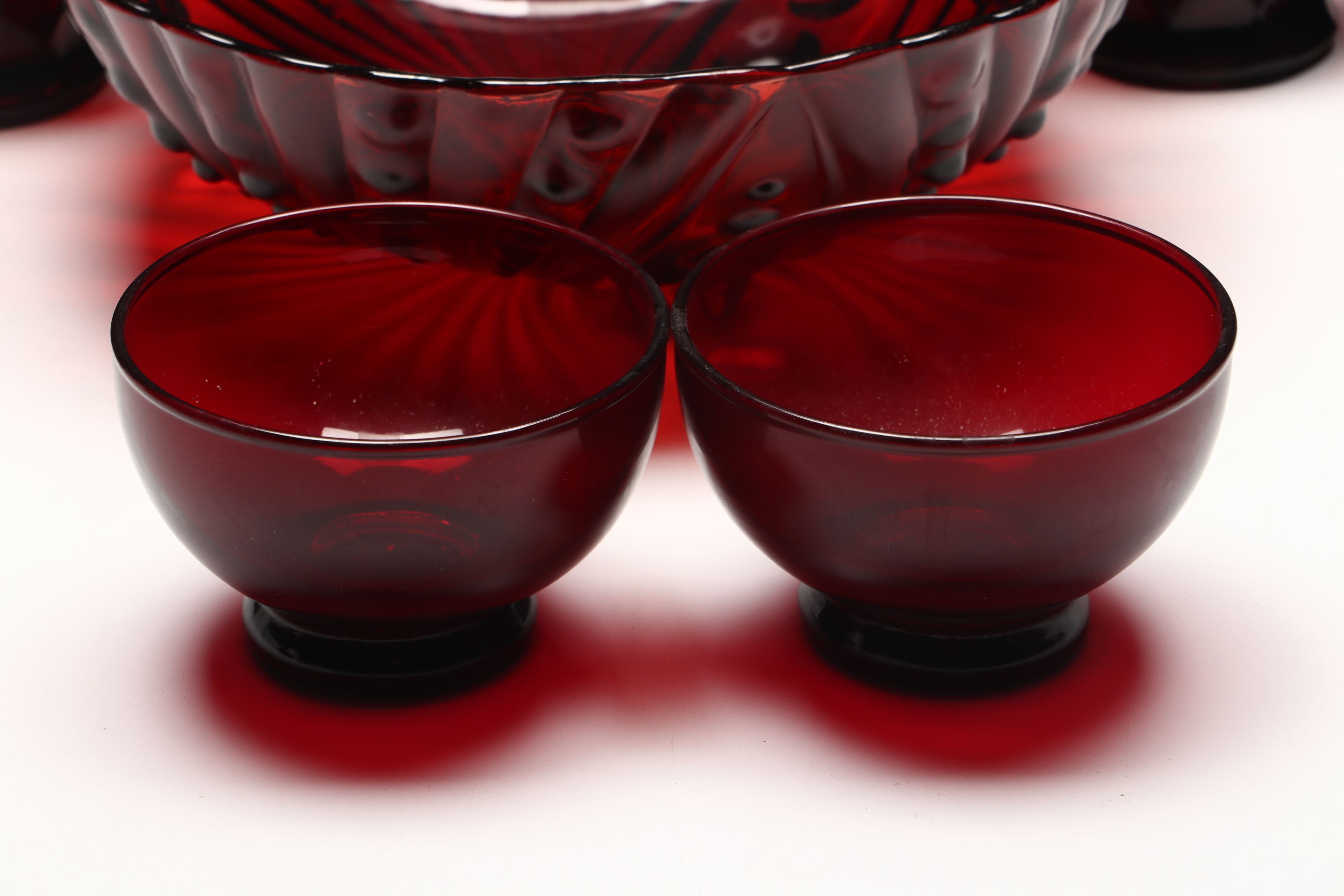 Mid Century Modern Red Glass Dinnerware