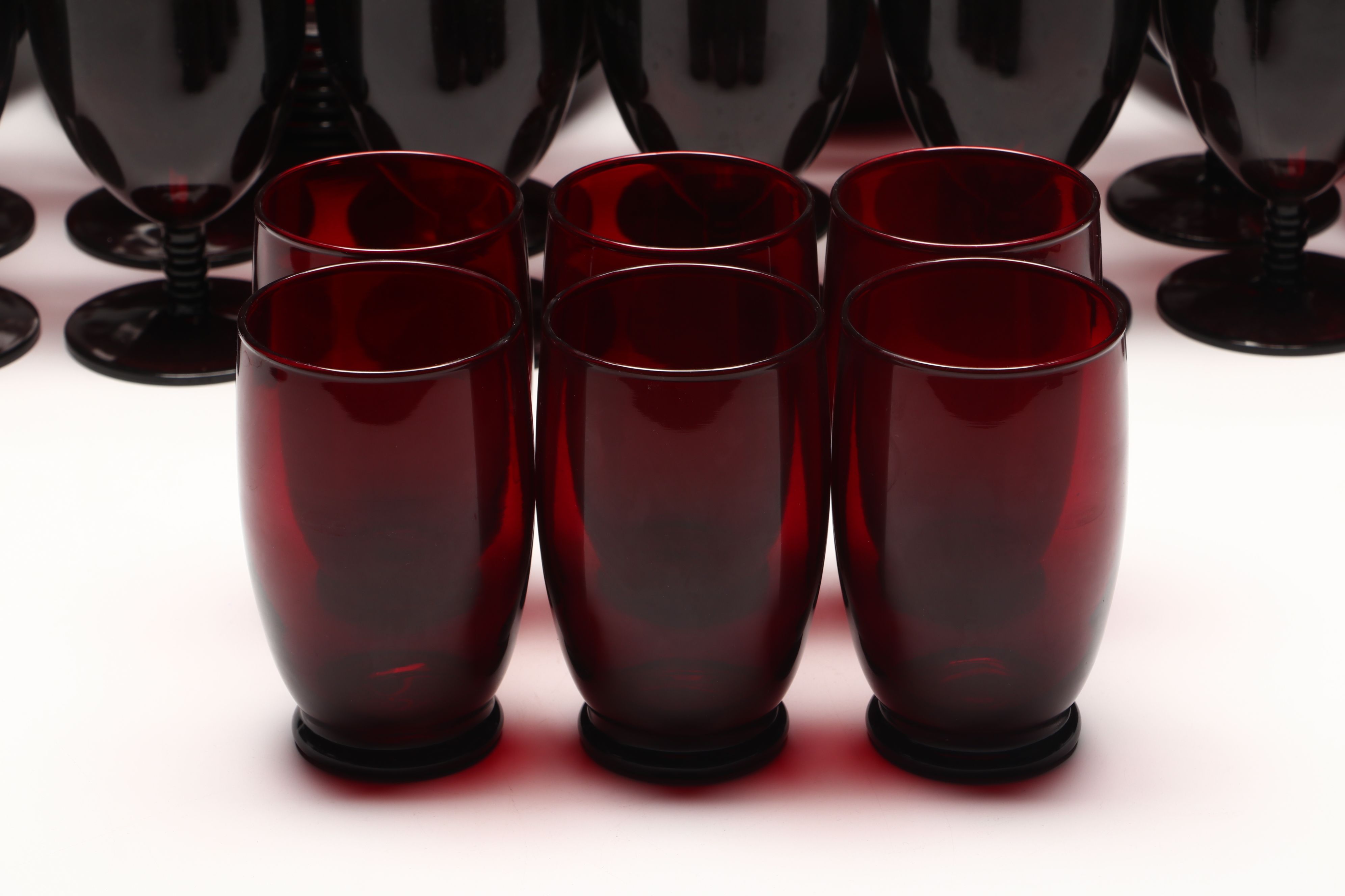 Mid Century Modern Red Glass Dinnerware