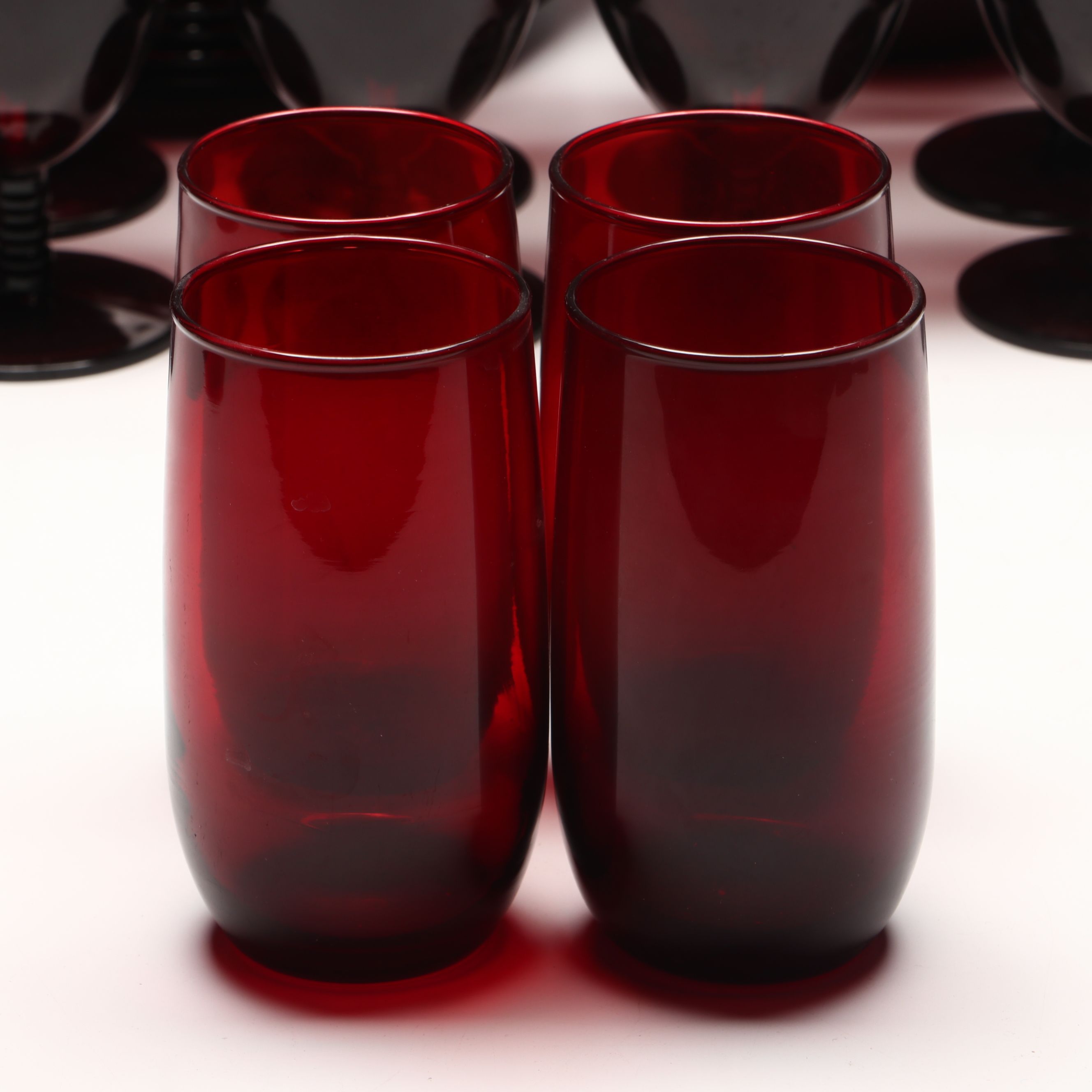 Mid Century Modern Red Glass Dinnerware