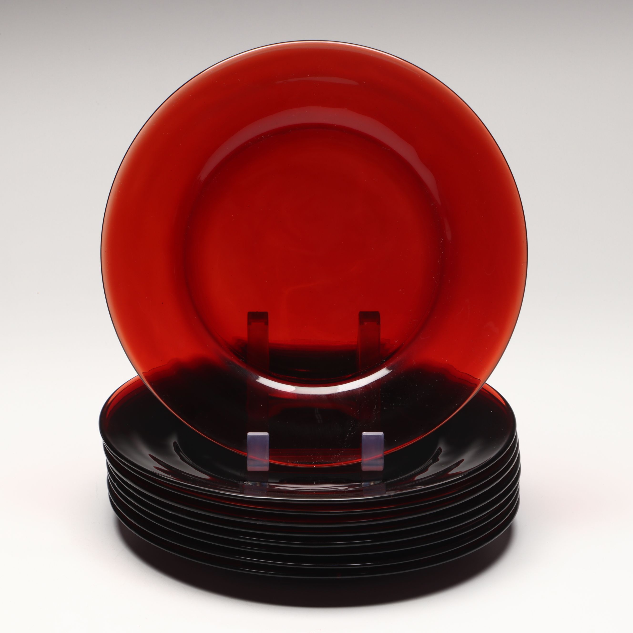 Mid Century Modern Red Glass Dinnerware