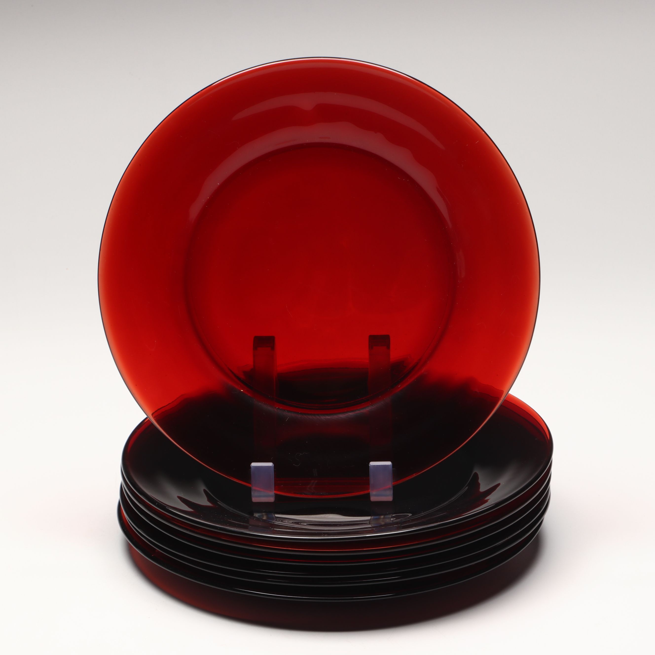 Mid Century Modern Red Glass Dinnerware