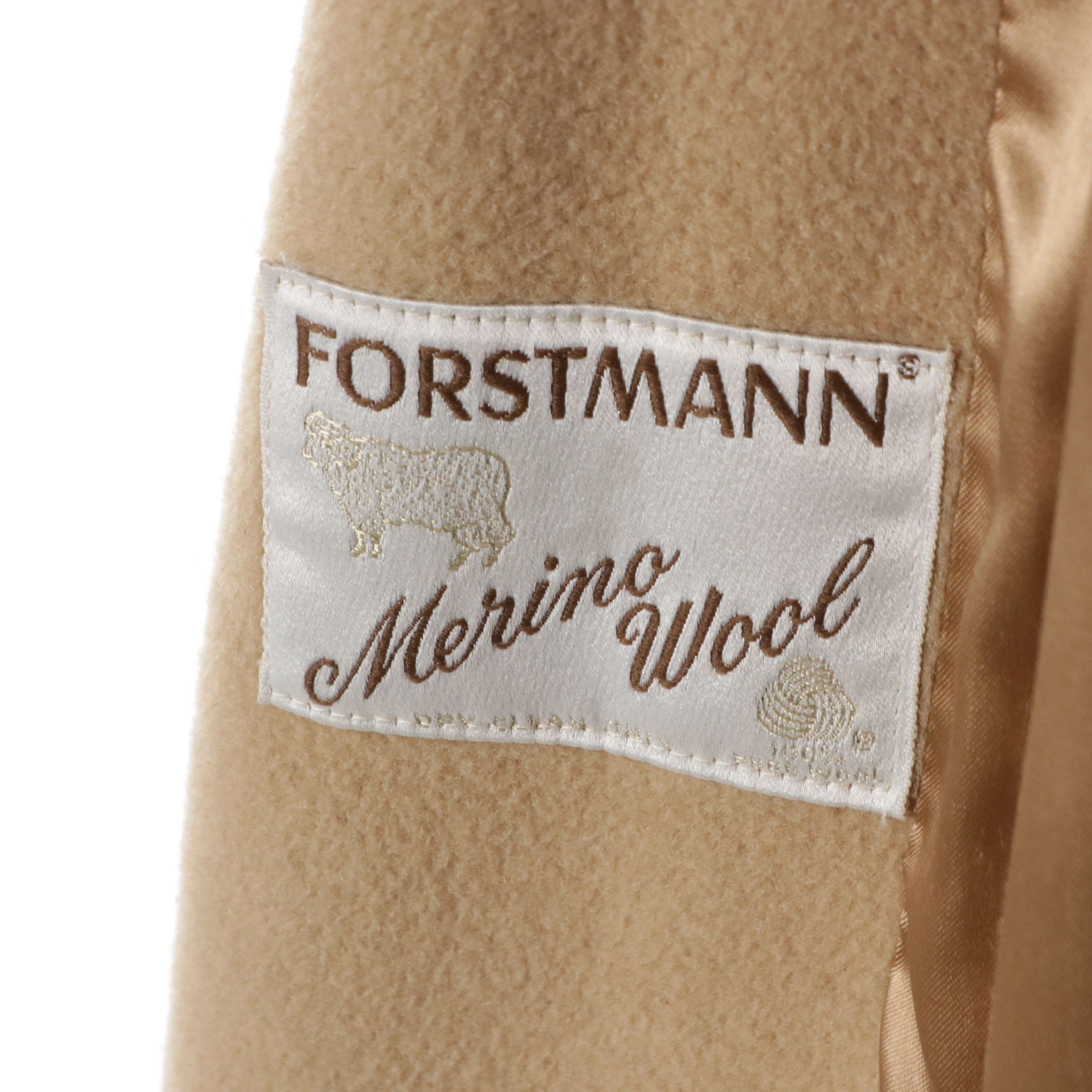 Sincerely Gidding Jenny Tan Merino Wool Belted Coat with Fox Fur Trim