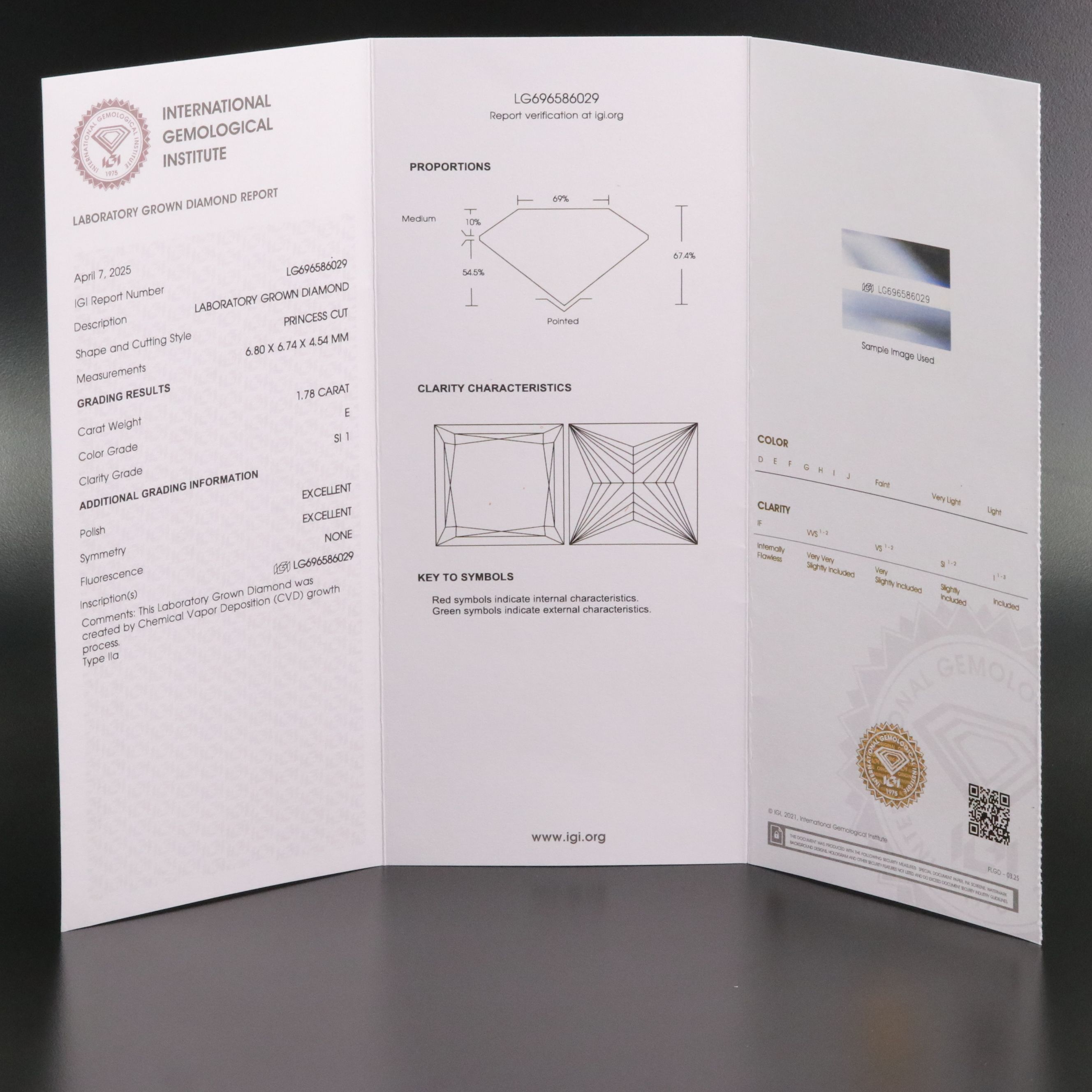 Loose 1.78 CT Lab Grown Diamond with IGI Report