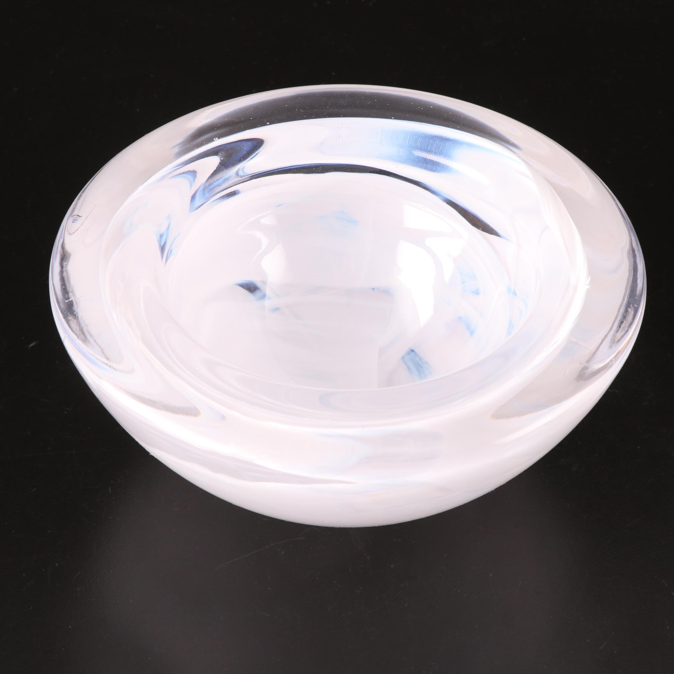 Kosta Boda "Atoll" Bowl and Candle Holder with Other Footed Glass Bowl
