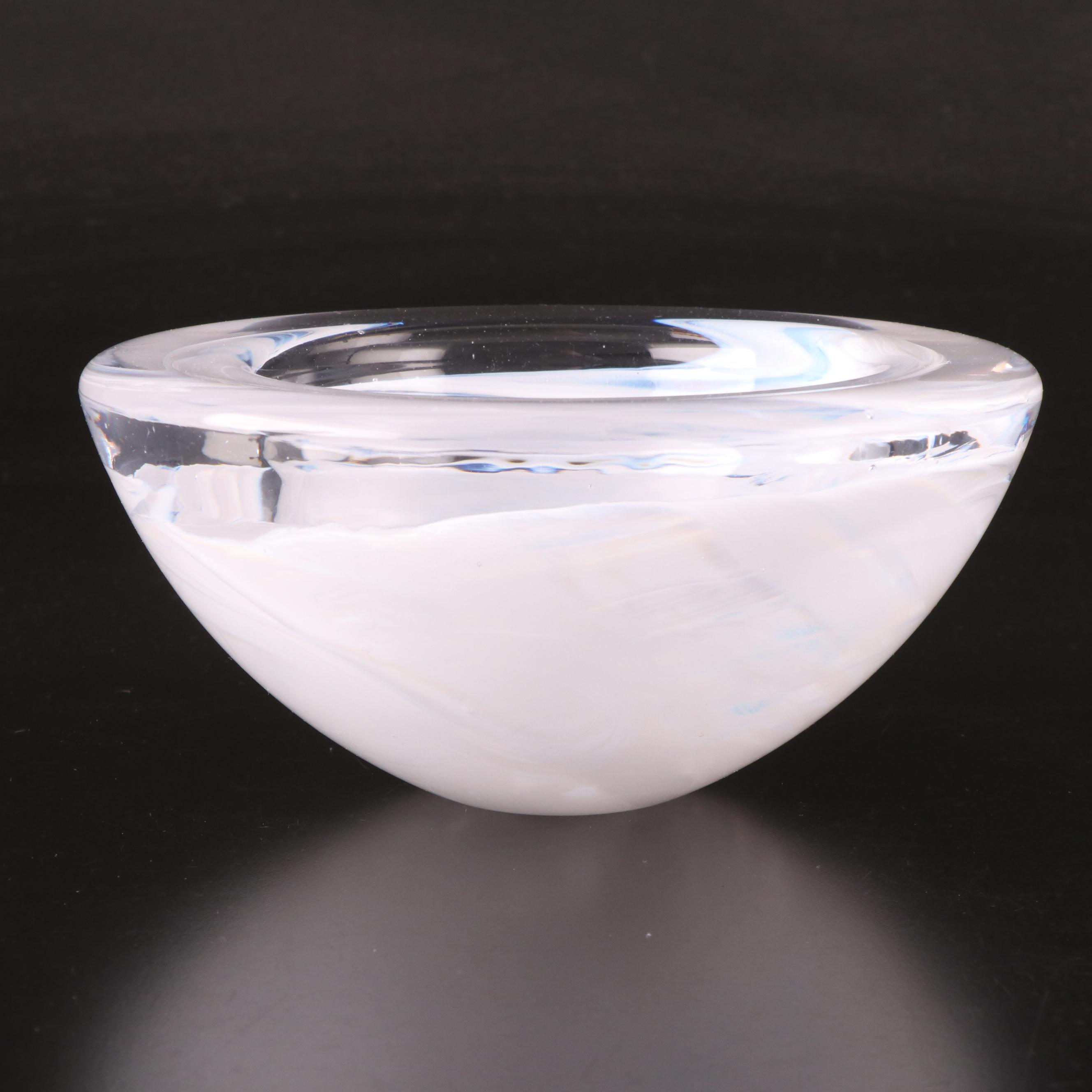 Kosta Boda "Atoll" Bowl and Candle Holder with Other Footed Glass Bowl