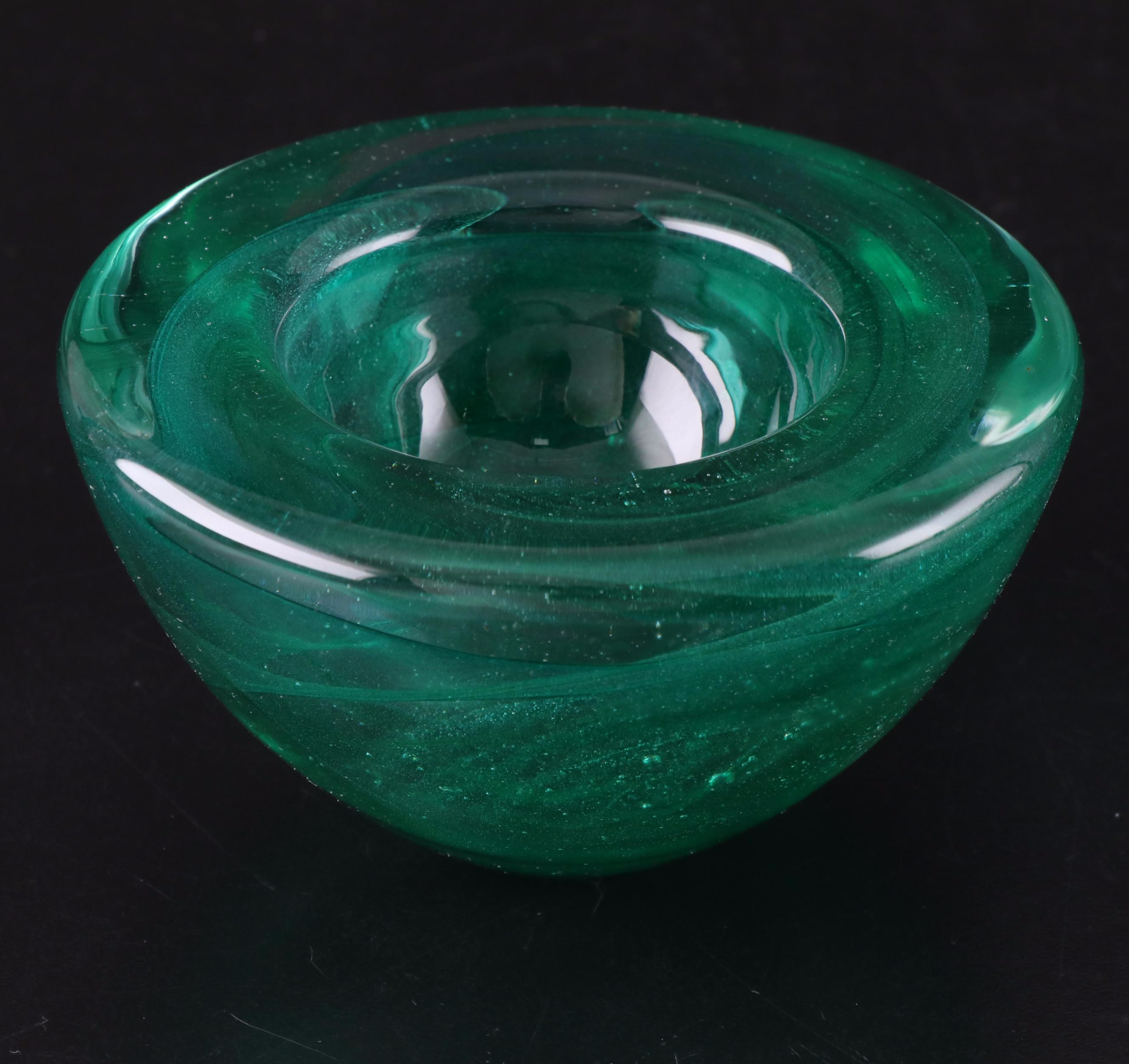 Kosta Boda "Atoll" Bowl and Candle Holder with Other Footed Glass Bowl
