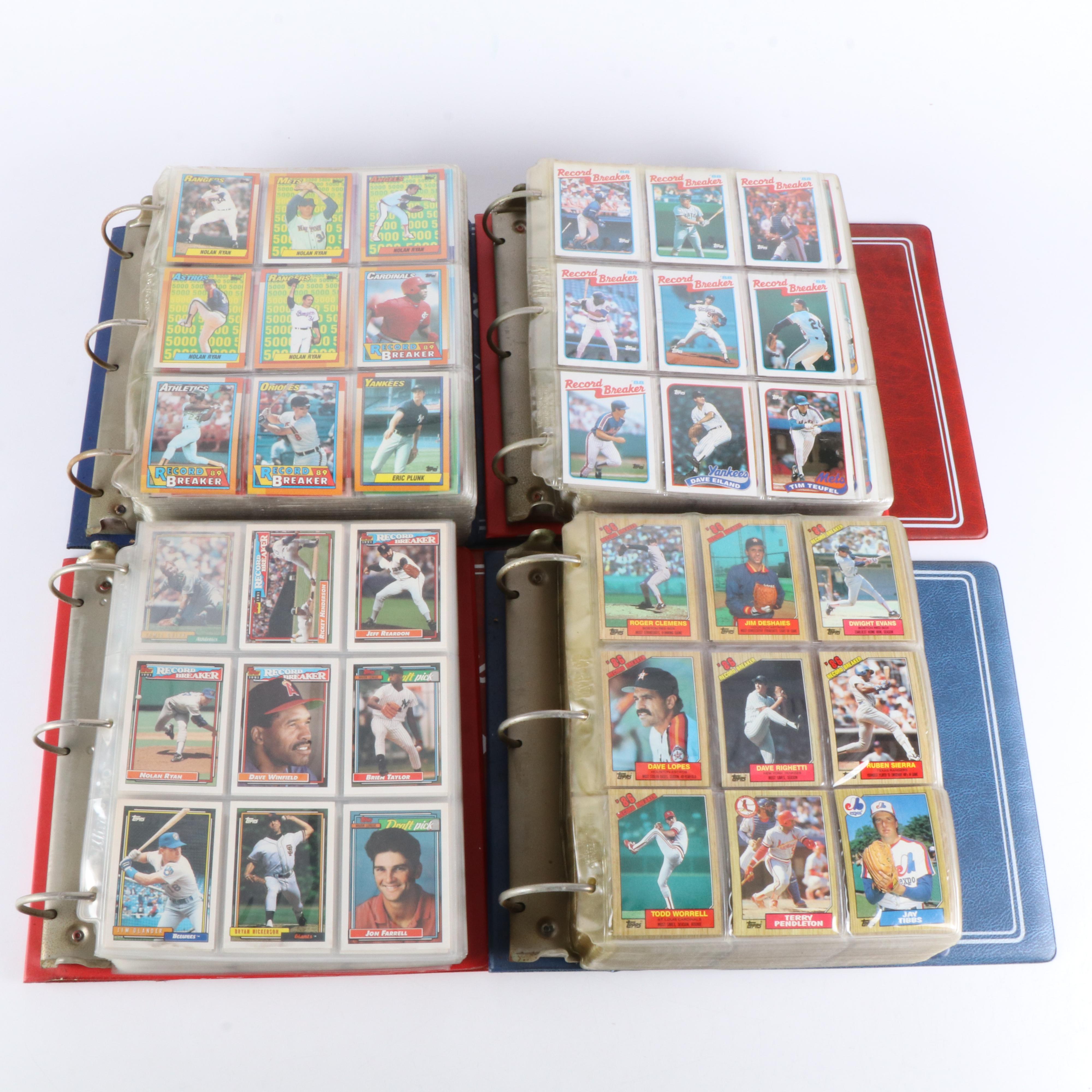 Topps Baseball Cards Featuring Deion Sanders, Nolan Ryan, and More, 1980s-1990s