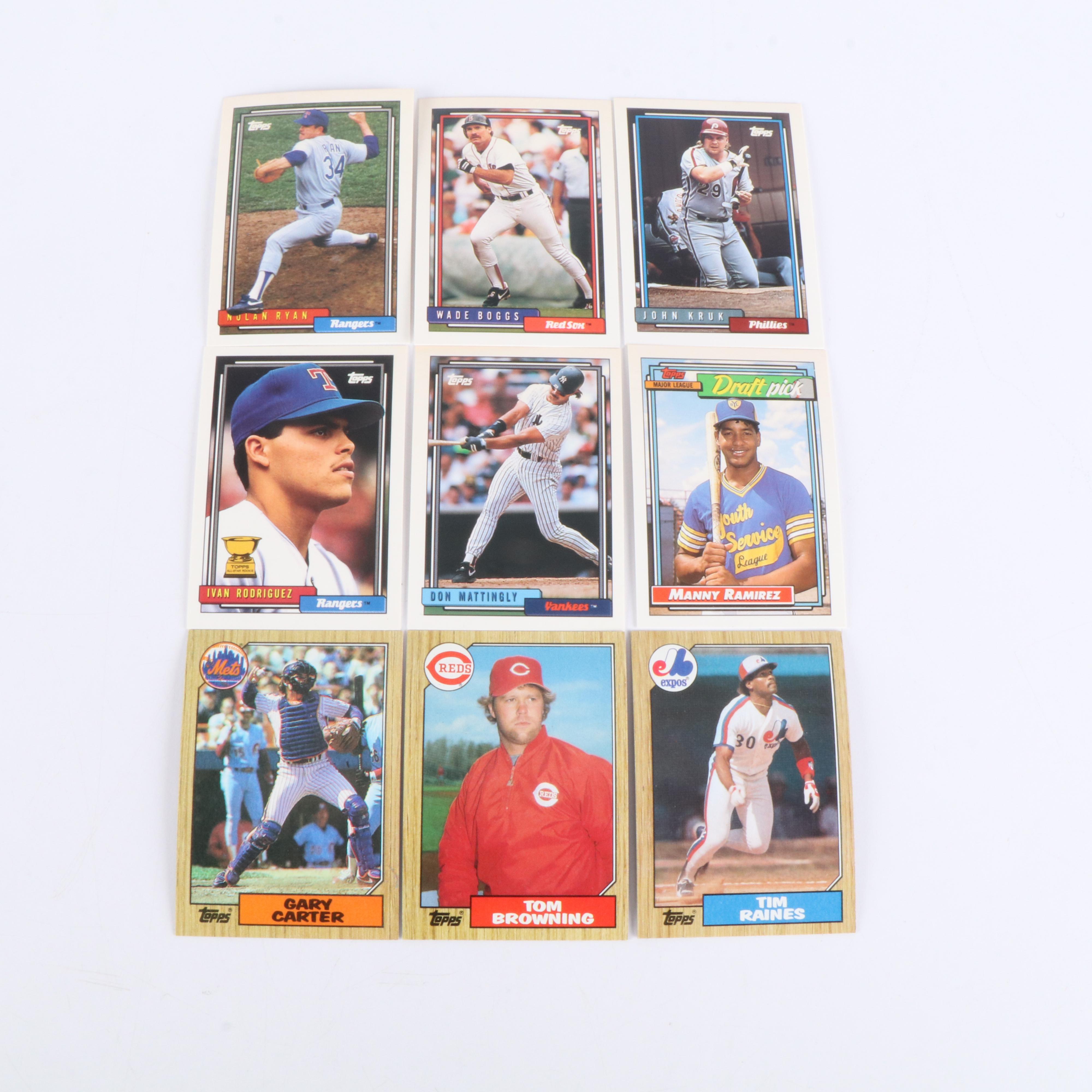 Topps Baseball Cards Featuring Deion Sanders, Nolan Ryan, and More, 1980s-1990s