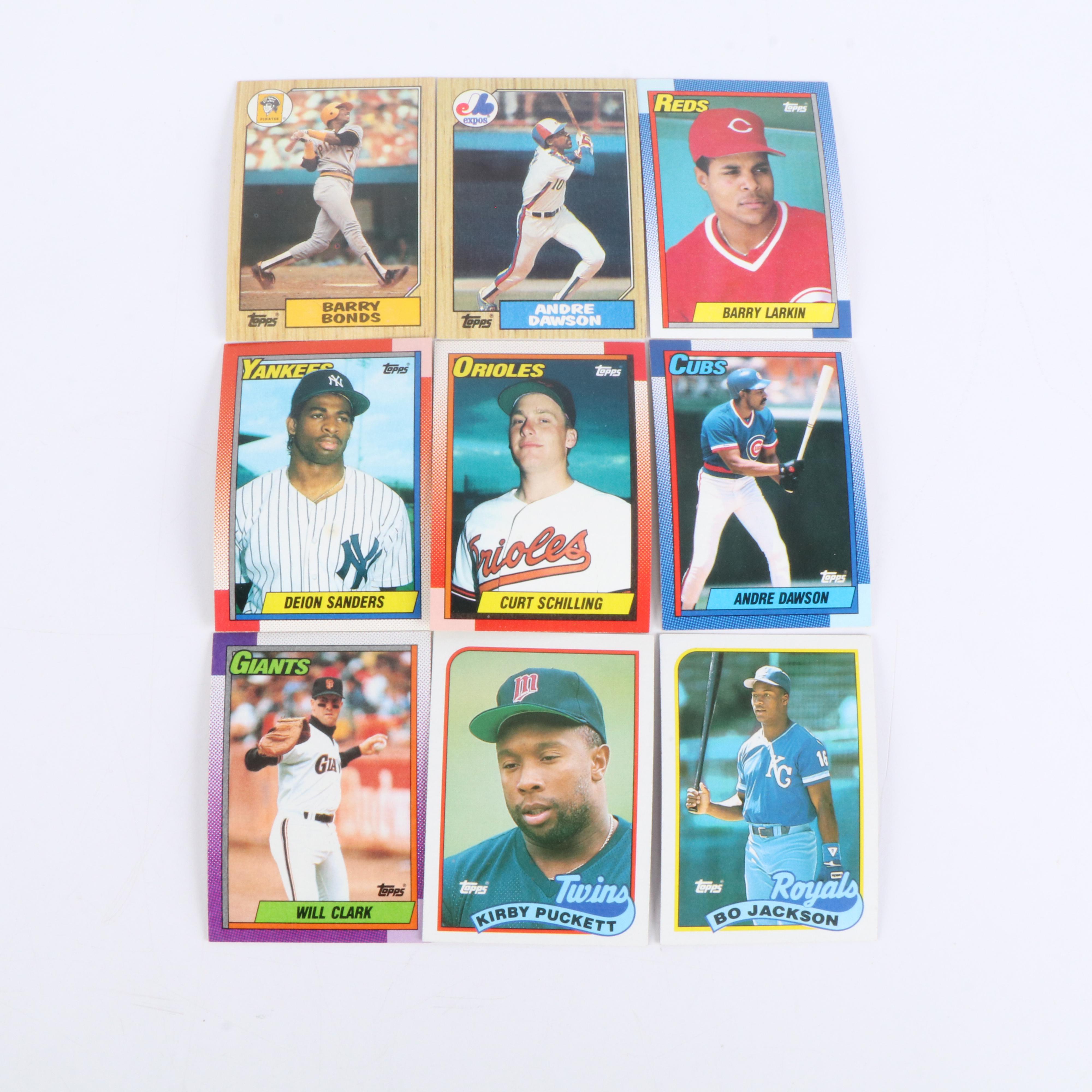Topps Baseball Cards Featuring Deion Sanders, Nolan Ryan, and More, 1980s-1990s