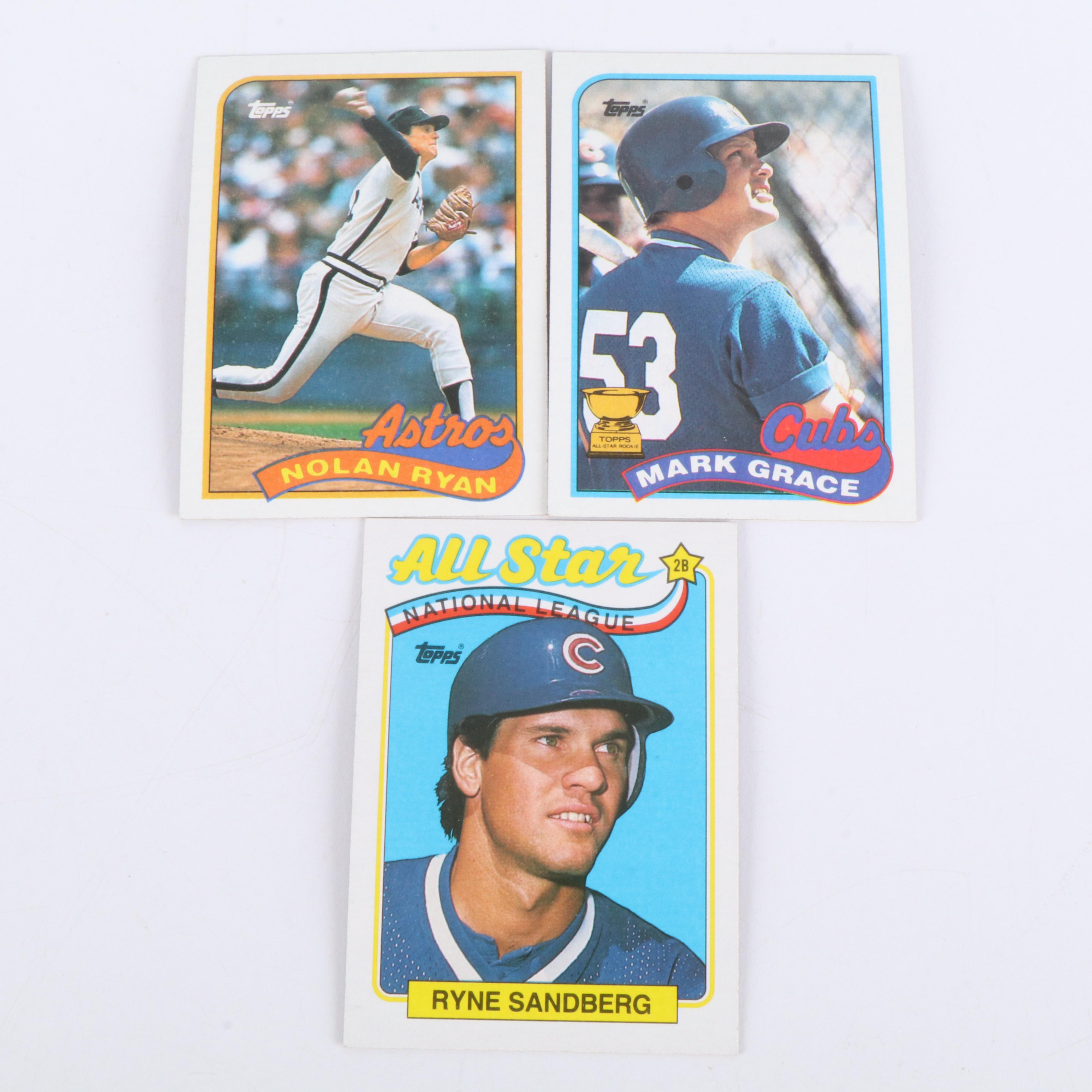 Topps Baseball Cards Featuring Deion Sanders, Nolan Ryan, and More, 1980s-1990s