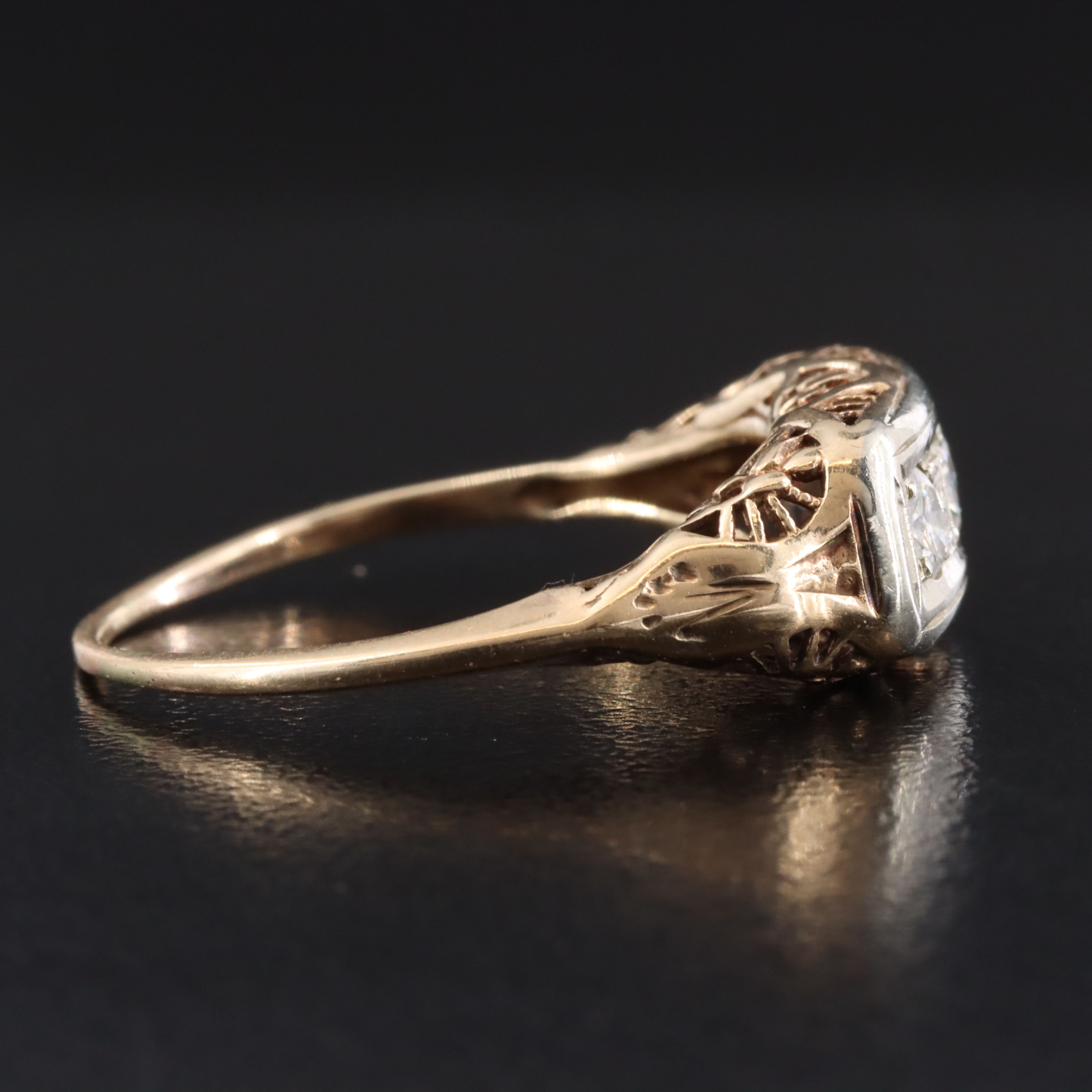 Art Deco 14K 0.36 CTW Diamond Three Stone Ring