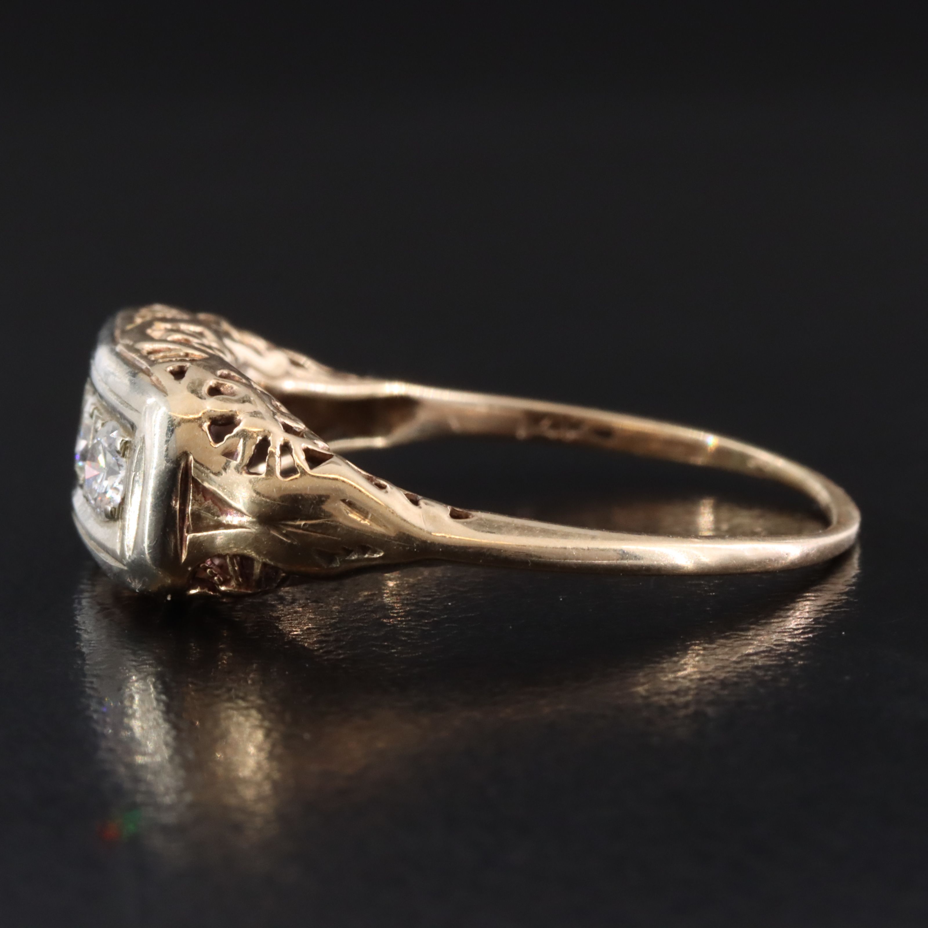 Art Deco 14K 0.36 CTW Diamond Three Stone Ring