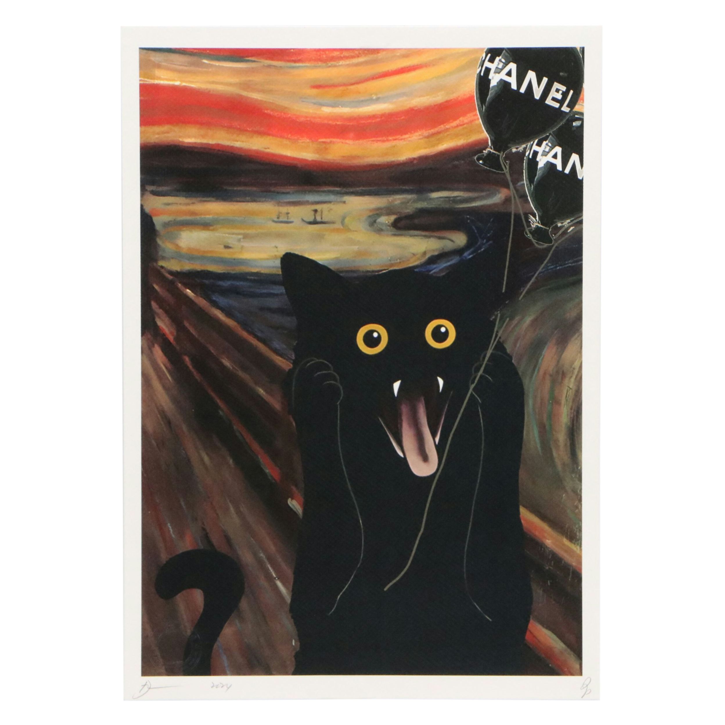 Death NYC Offset Lithograph Homage to Black Cat and Chanel, 2024