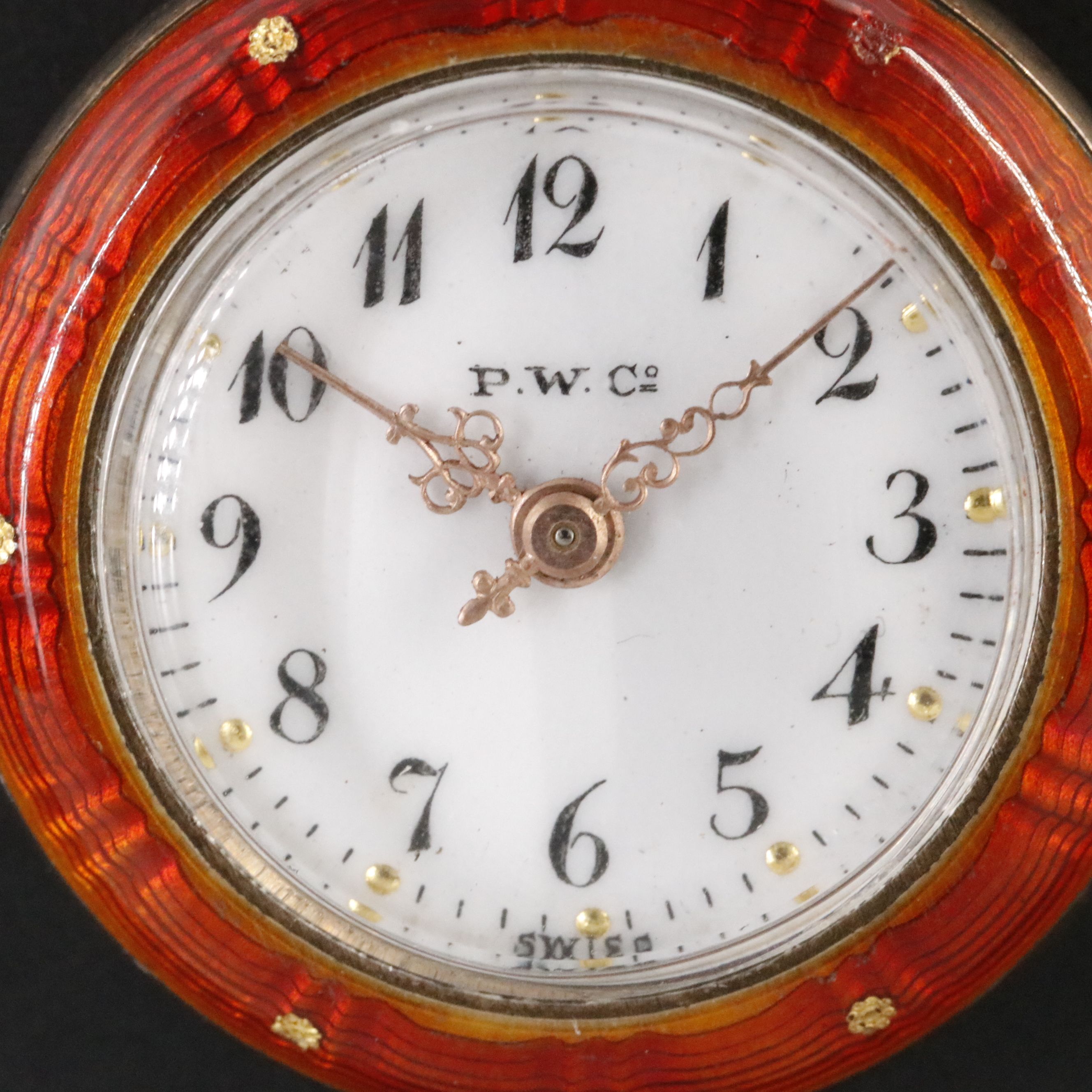 P.W.Co. 800 Silver and Enamel Pendant Watch with Sterling and Enamel Chain