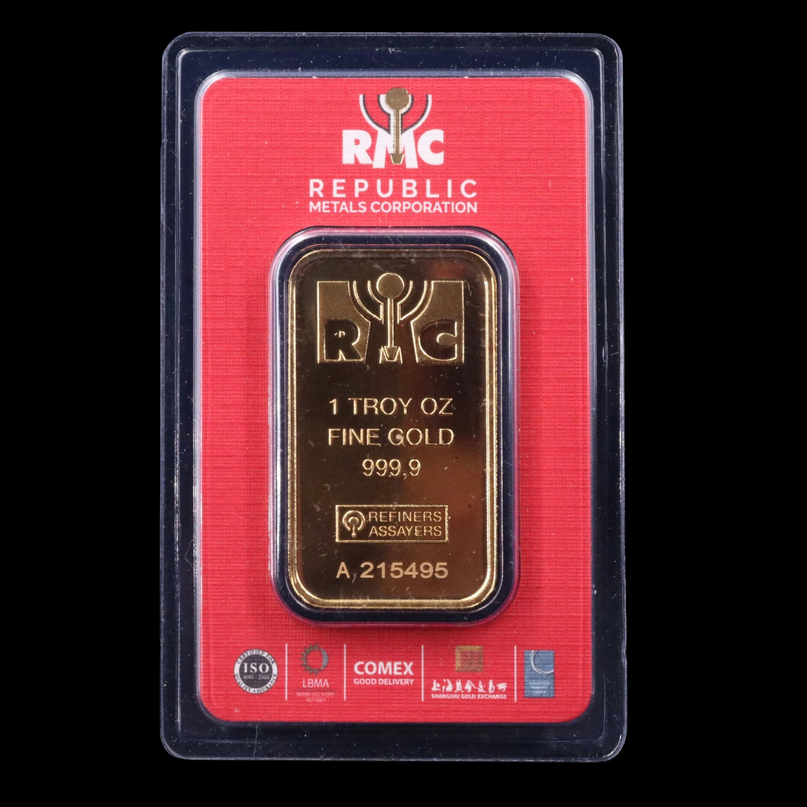 One-Troy Ounce .9999 Fine Gold Ingot, Republic Metals Corporation